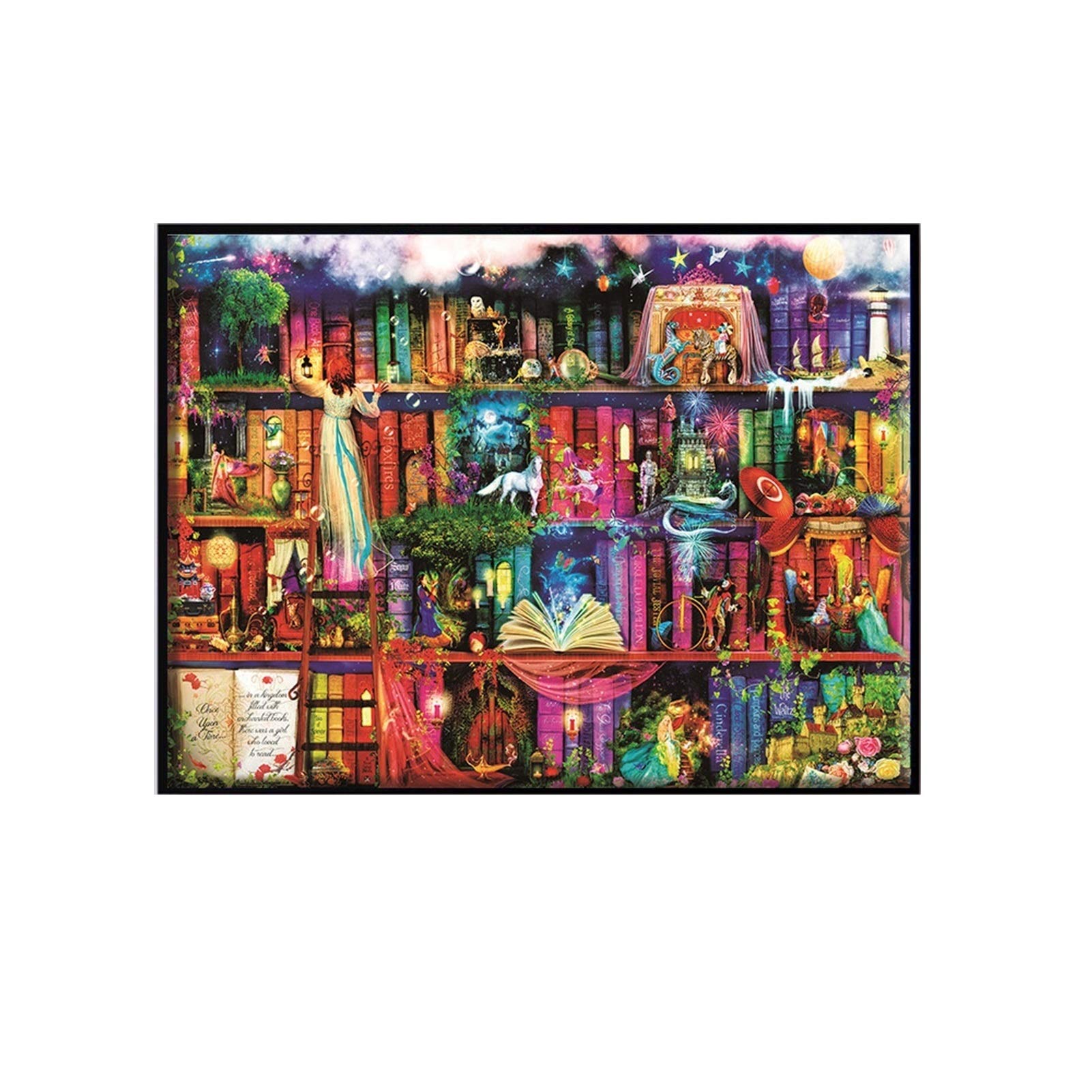 LIANYG Cross Stitch Kits Cross Stitch Bookshelf Scenery Sets Embroidery Landscape Kits White Canvas DIY Home Decor 14CT 40x50cm (Cross Stitch Fabric CT number : 14CT, Size : 50x40cm)