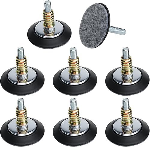 12 pies niveladores de muebles M8, niveladores de patas ajustables para armarios, sofás, mesas, sillas, elevador con tuerca en T (diámetro de base