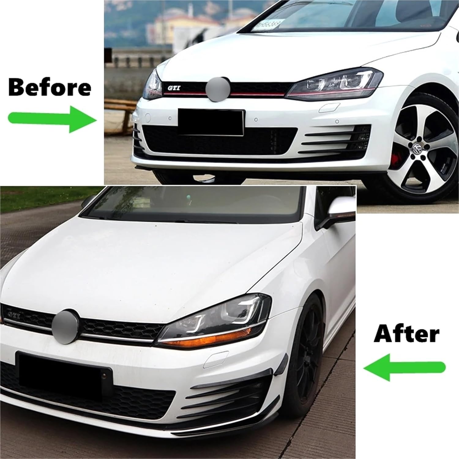 Compatible with Volkswagen Golf 7 MK7 GTI 2013-2016 Front Bumper Lip Splitter Fog Lamp Grill Spoiler Cover Air Vent Wind Knife Body Kits(5 Wires White Only Left)