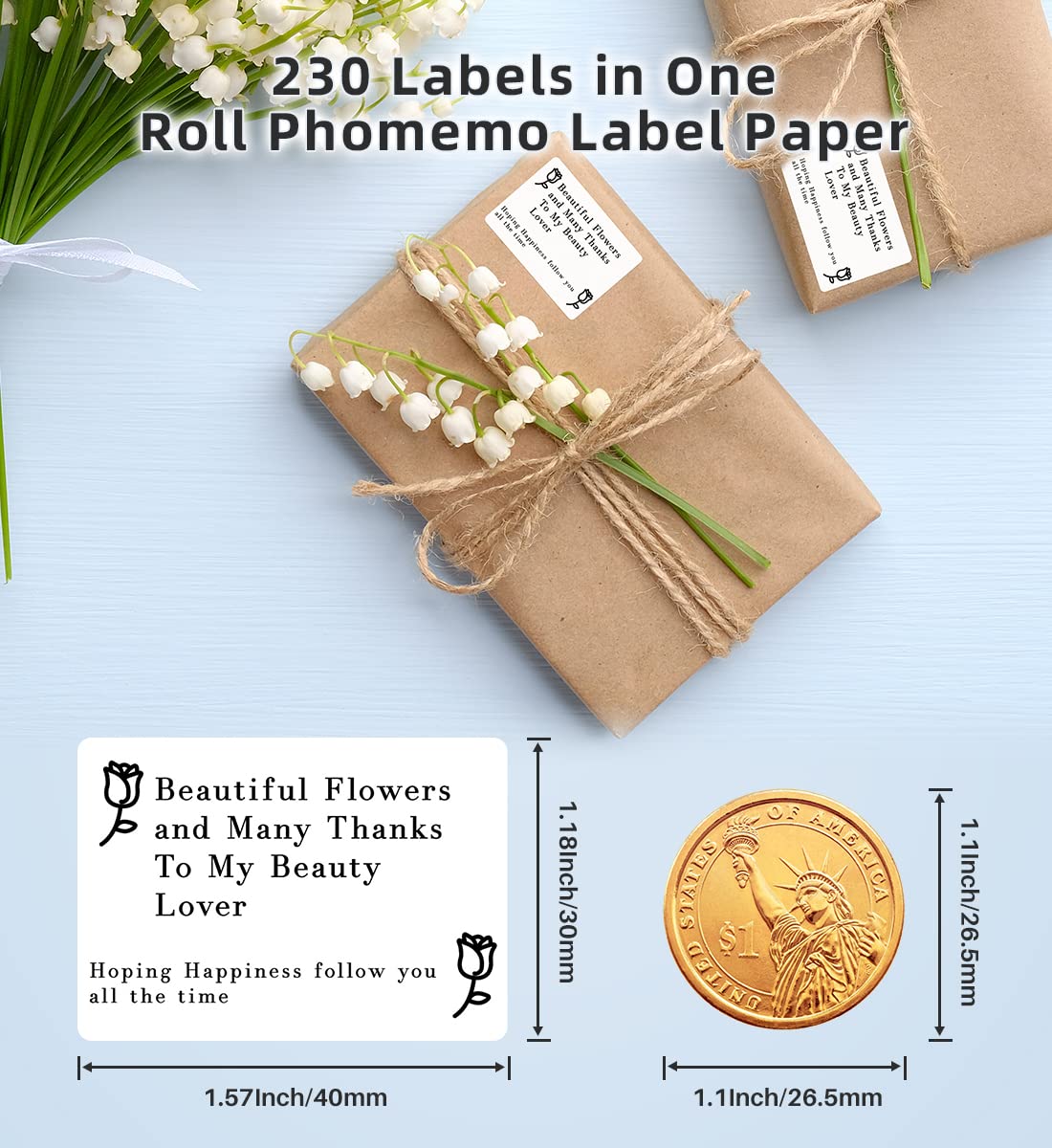 Etichette Autoadesive Phomemo 40x30mm - 3 Rotoli Per Stampanti M220, M250, M120, M150 - Foto 6