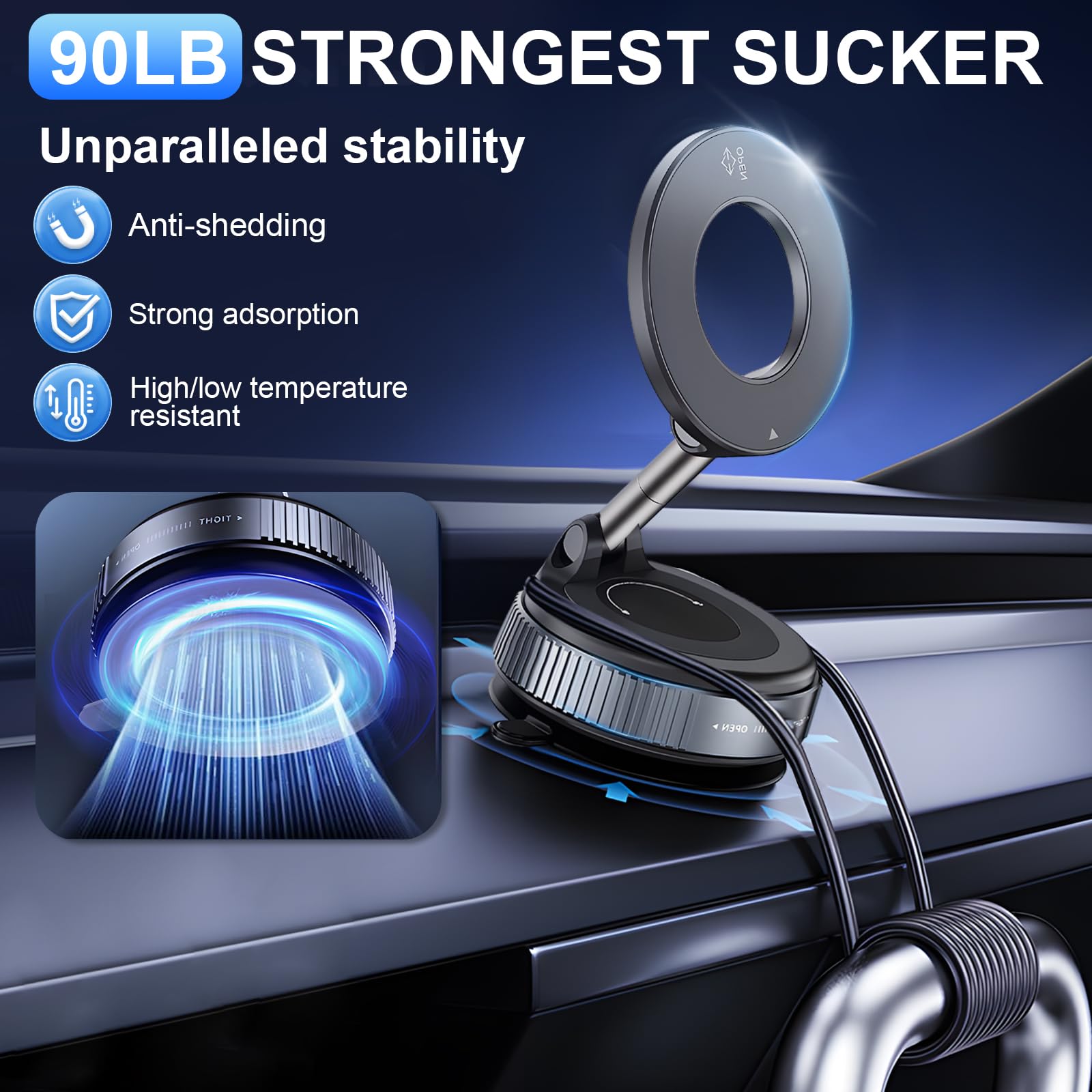 HA BIN Supporto Magnetico Cellulare Auto,Supporto Telefono Auto Ventosa, 360° Rotazione Pieghevole, Magnete Super Compatibile con tutti i telefoni, con iPhone 16 Pro-12 e Android
