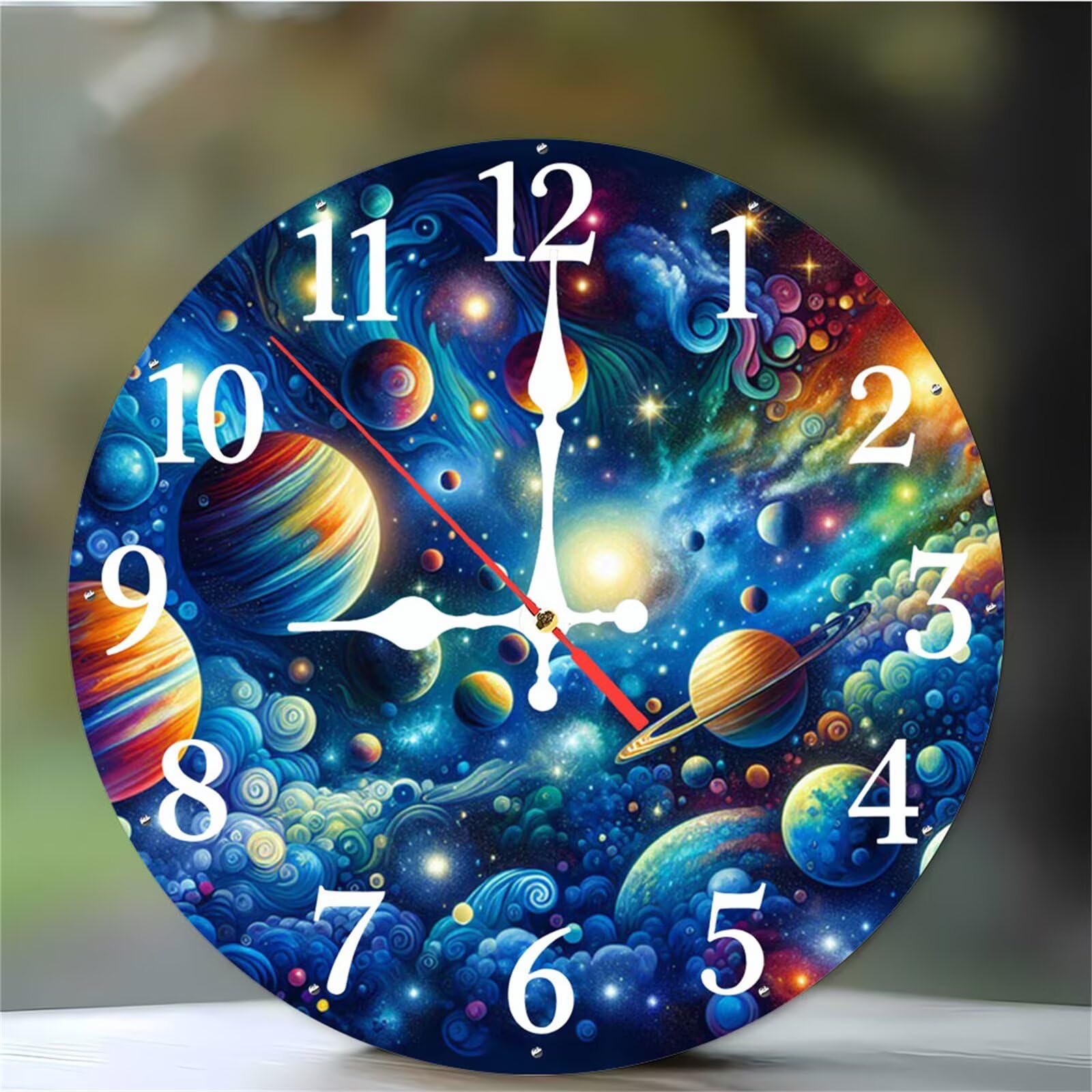Horloge murale univers spatial silencieuse sans tic-tac pour chambre
