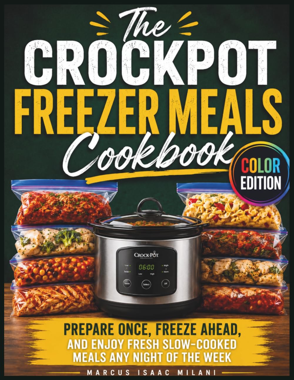Crockpot Freezer Meals Cookbook: Prepare Once, Freeze Ahead, and Enjoy Fresh Slow-Cooked Meals Any Night of the Week with Beginners Guide & Colorful Picture