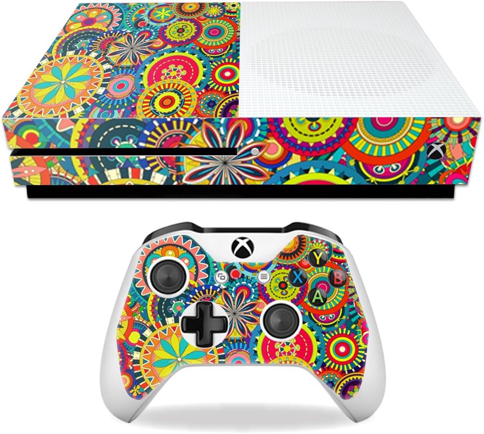 MightySkins Skin Compatible with Microsoft Xbox One S - Flower Wheels | Protective, Durable, and Unique Vinyl Decal wrap Cover | Easy to Apply, Remove, and Change Styles | Made in The USA