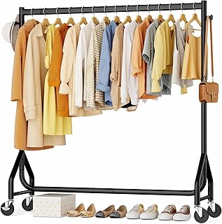 Clothes Clothing Rack, Rolling Heavy Duty Clothes Rack Load 420 LBS With Wheels, Metal