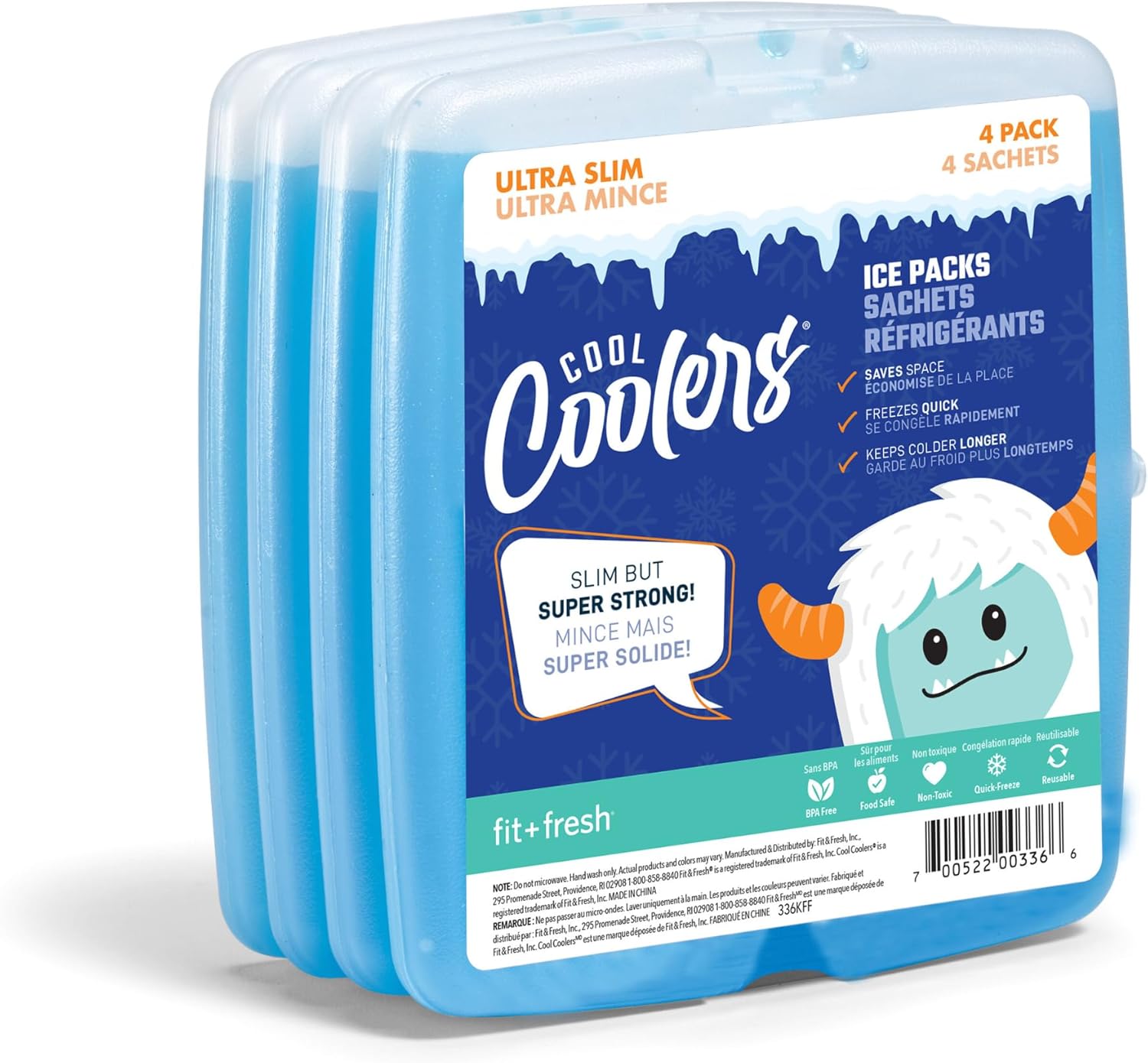 Product image of Cool Coolers by Fit & Fresh Slim Ice Packs, Quick Freeze, Space-Saving, Reusable Ice Packs for Lunch Boxes & Coolers