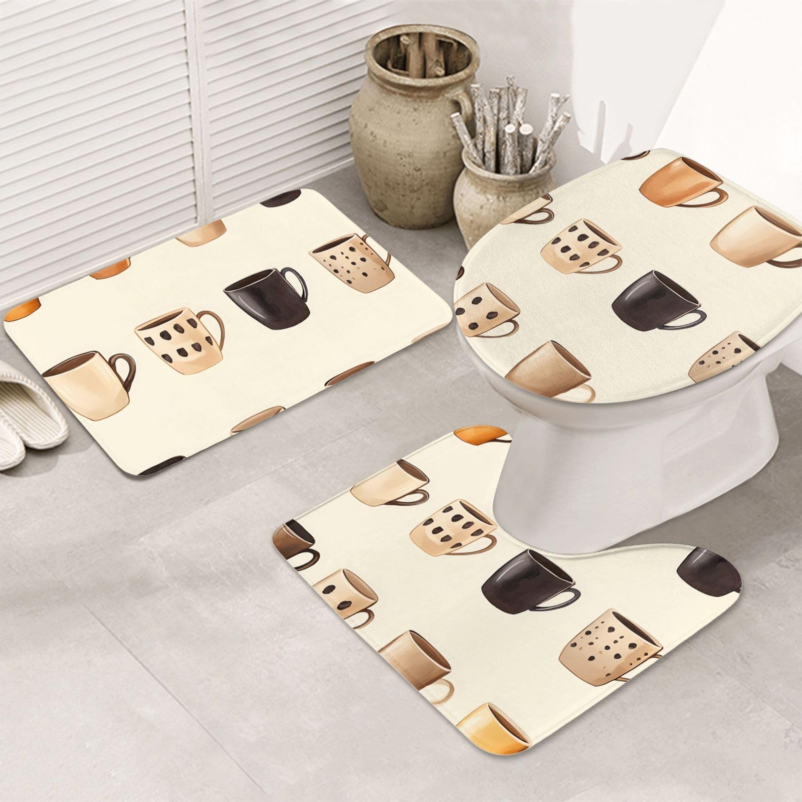 Alfombras de baño antideslizantes de 3 piezas para evitar resbalones y decorar el inodoro