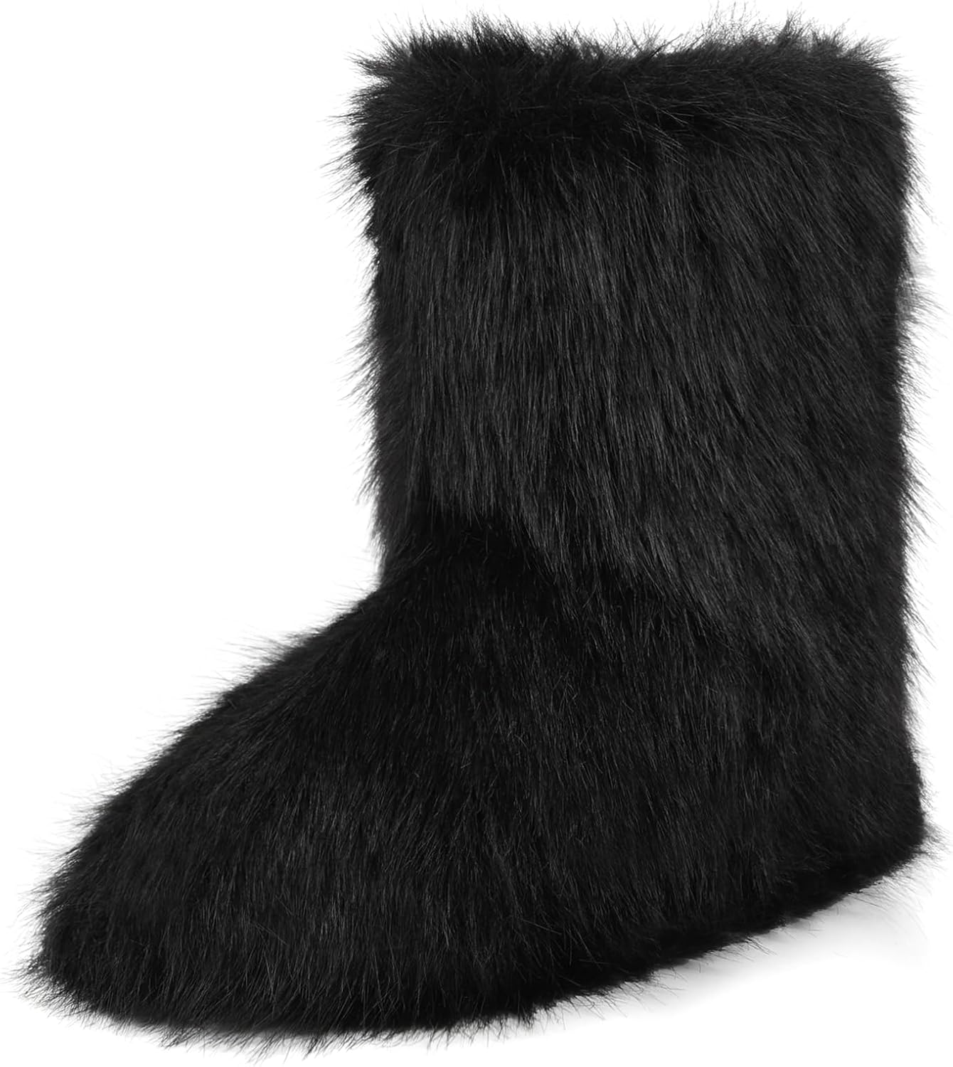 Women's Faux Fur Boots Furry Fuzzy Snow Boots Fluffy Winter Boot Warm Comfortable Mid-Calf Boot Outdoor Indoor Flat Shoes - Image 2