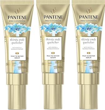 3x Pantene Pro-v Miracles Hydra Day Hair Serum Thirsty Ends Quencher, Milk To Water Serum with Biotin & Baobab Essence, 70ml