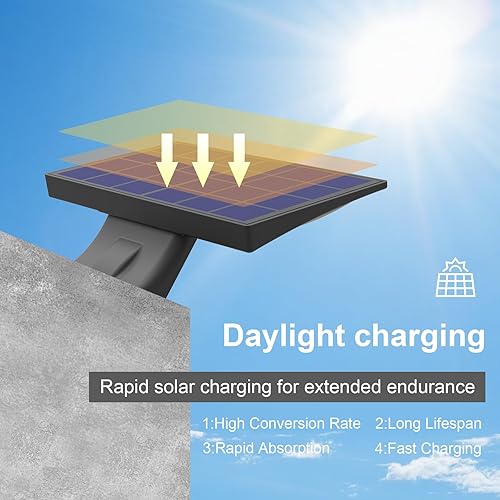 Miniatura 3 de Luces solares impermeables para exteriores, 4 modos de iluminación, luz de pared con control remoto, 520 lm IP65 impermeable, sensor de movimiento,