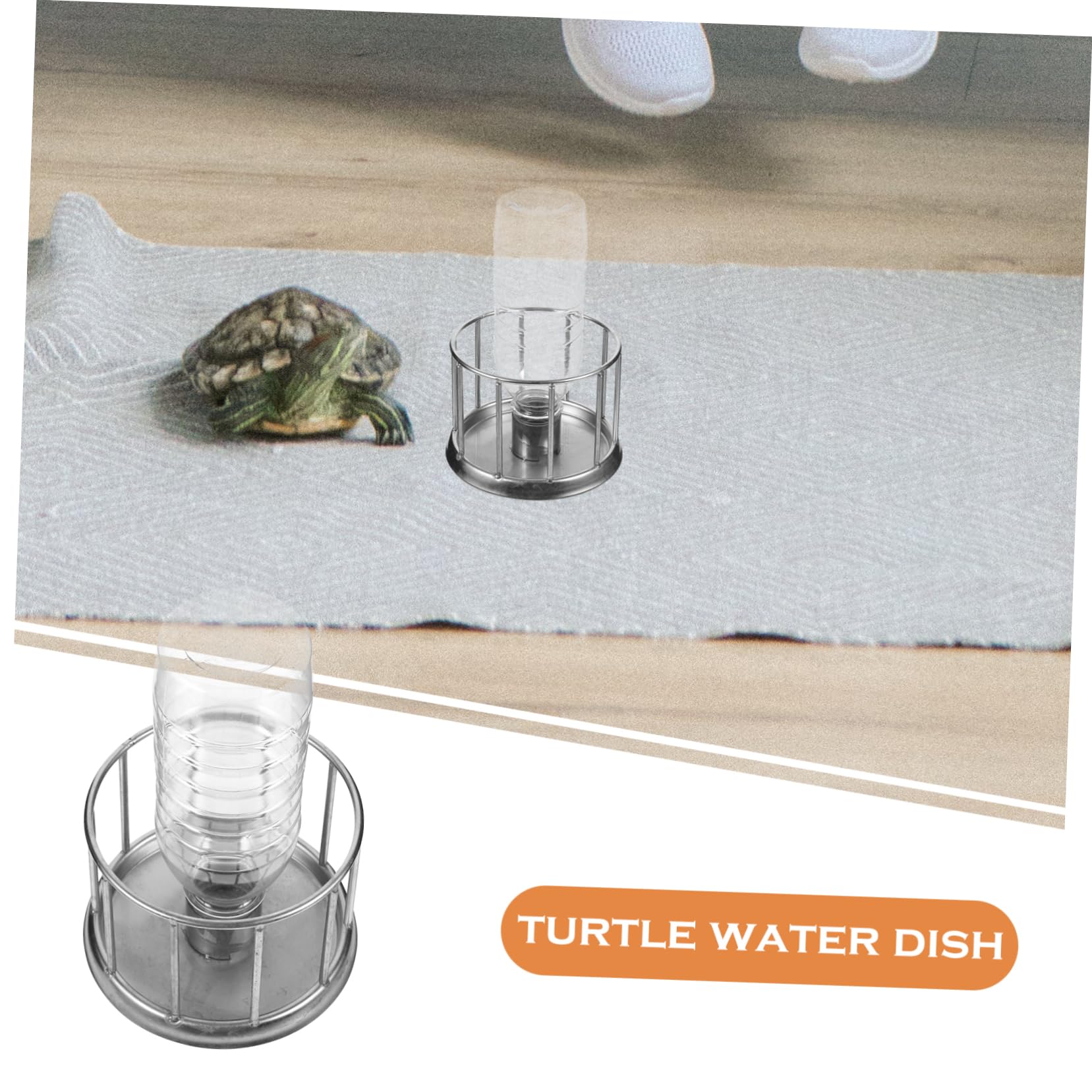 2pezzi Ciotola per Tartarughe Acciaio Inossidabile Mini Abbeveratoio e Alimentatore per Rettili Design Multifunzionale per Cibo Antisplash per Tartarughe Piccole e Accessori
