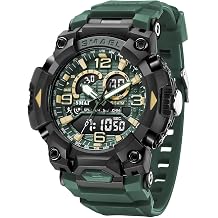 SMAEL Mens Analog-Digital Sports Watch Military Style Dual Display Watch Outdoor 5ATM Water-Resistant Multifunction Chronograph Clock