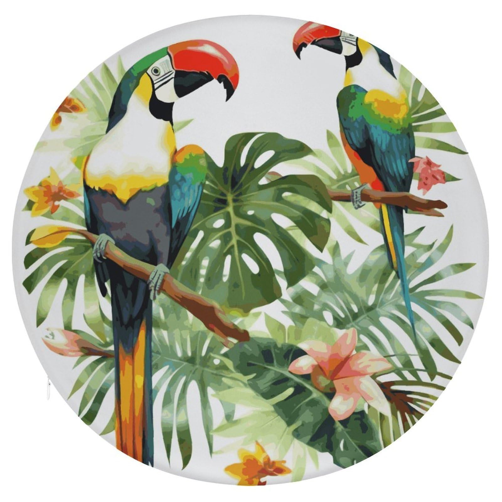 VstaDank Toucans Parrot Palm Tree Leaves Round Cushion Memory Foam Seat Cushions 15In Comfort Meditation Floor Pillow Anti Slip Soft Stool Cushion Chair Pad for Tatami Living Room Yoga