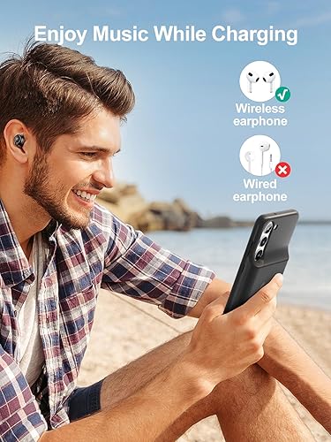 Miniatura 4 de NEWDERY Funda de batería para Samsung Galaxy S23, carga inalámbrica Qi, carga rápida, sincronización de datos, 4700mAh ultra delgada portátil