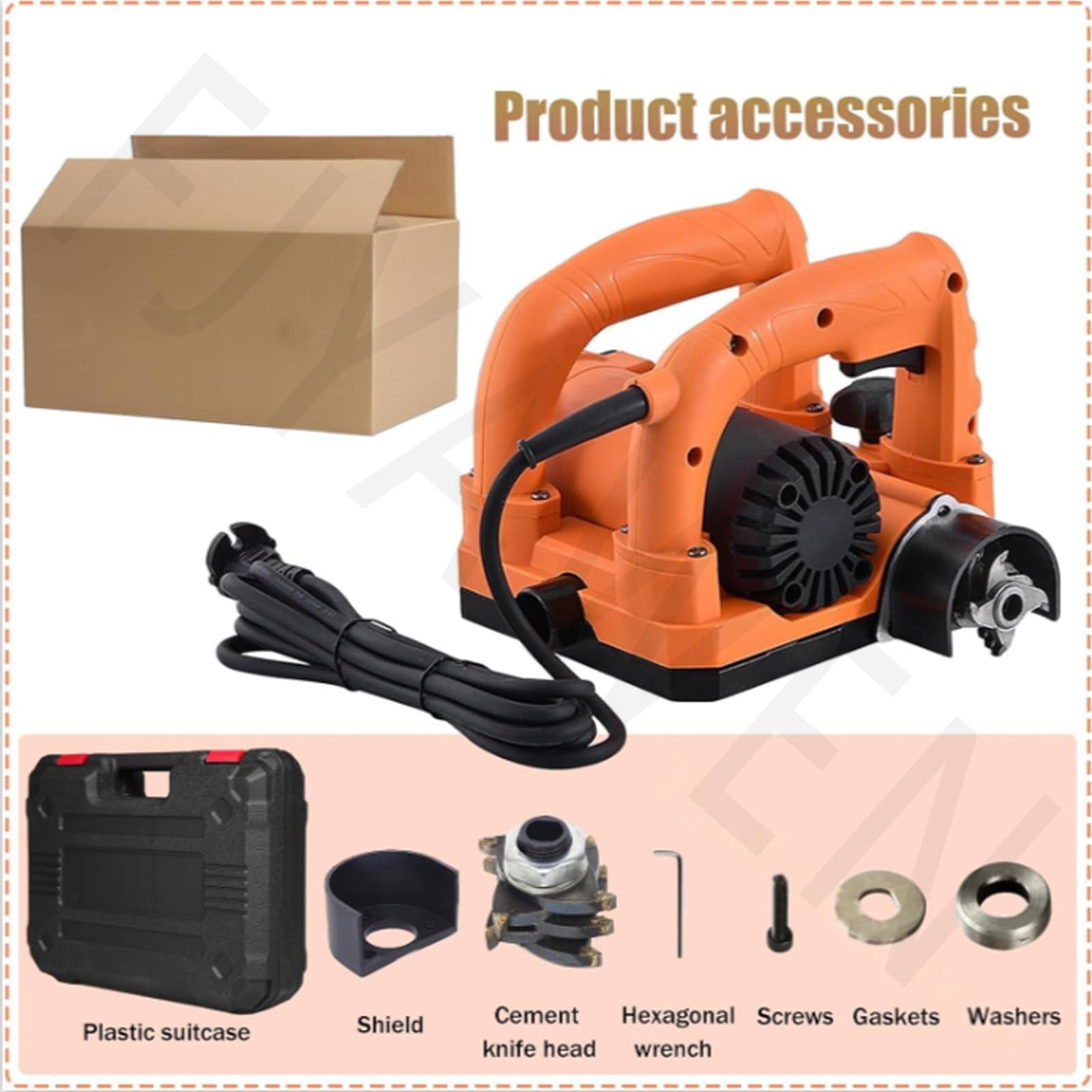 Smerigliatrice per Calcestruzzo, Fresatrice per Calcestruzzo, 5800w/6800w, Smerigliatrice per Muri, Smerigliatrice a Secco a Mano, 9000 Giri/Min, Altezza Regolabile: 1-4mm,5800W
