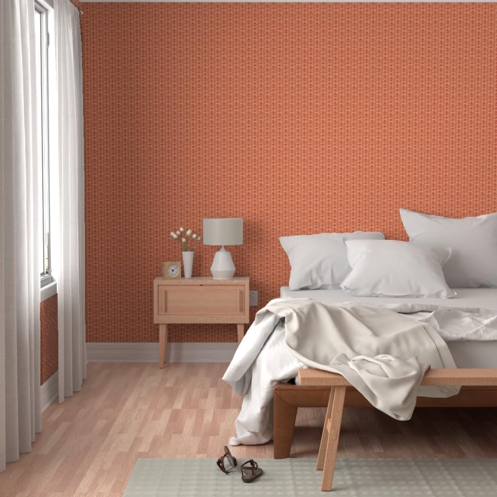 Removable Wallpaper 6ft x 2ft - Small Geometric Turtle Cream Nature Warm Beige Custom Pre-Pasted Wallpaper by Spoonflower
