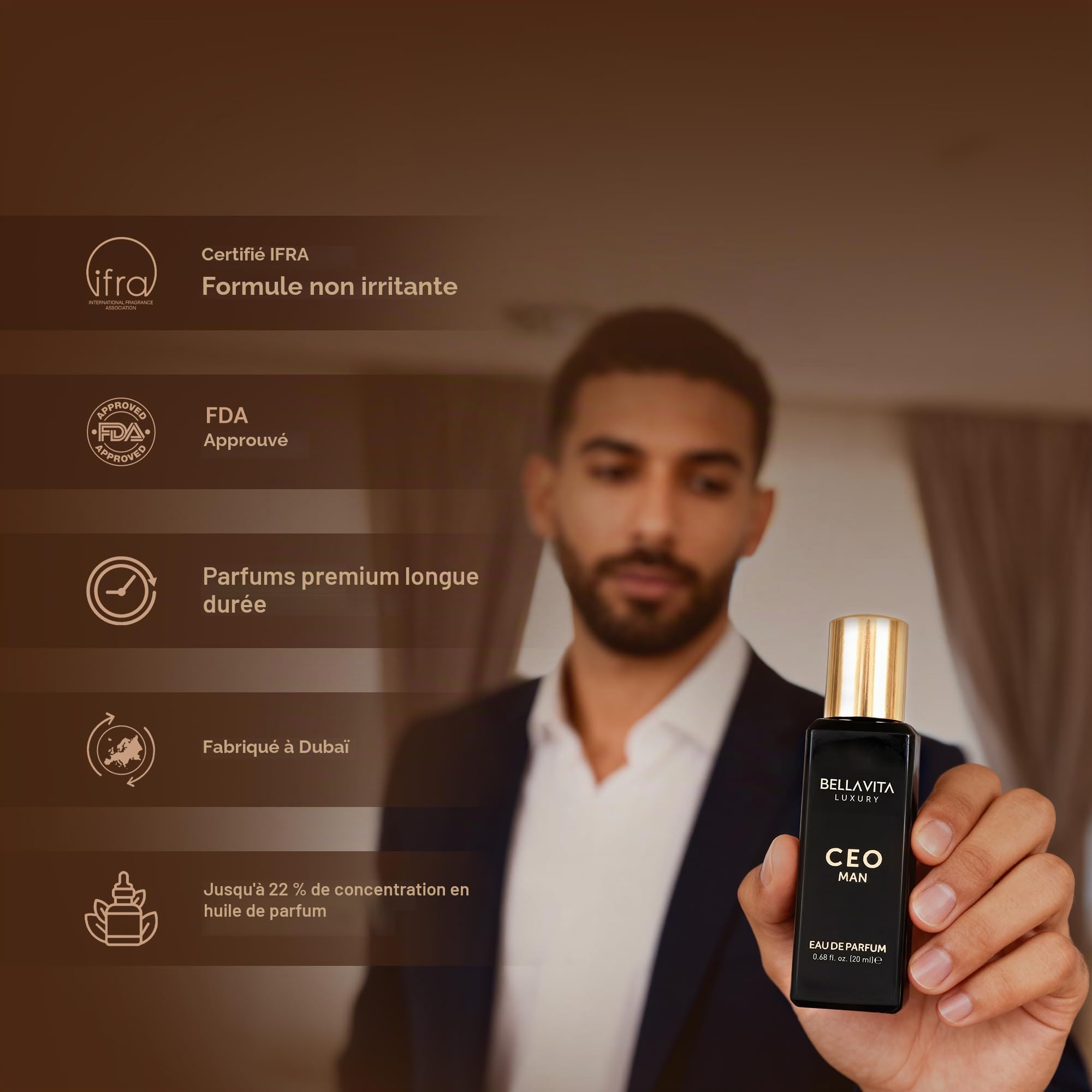 Coffret cadeau de parfum Bella Vita Luxury pour homme 4x20 ML avec Dominus, Oud, CEO, Impact Parfum | Parfum EDP & EDC à long durée aux notes boisées et citronnées