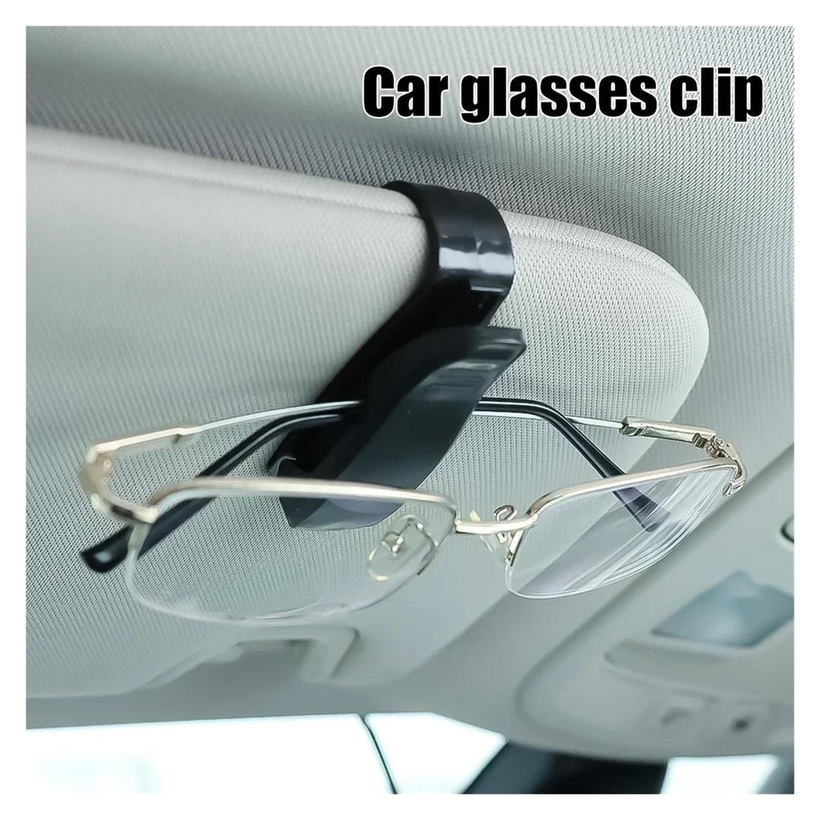 Cuero Pare Portagafas de Coche Estuche UN&IVE&RSAL para gafas de sol con clip para visera de coche(2pcs black)