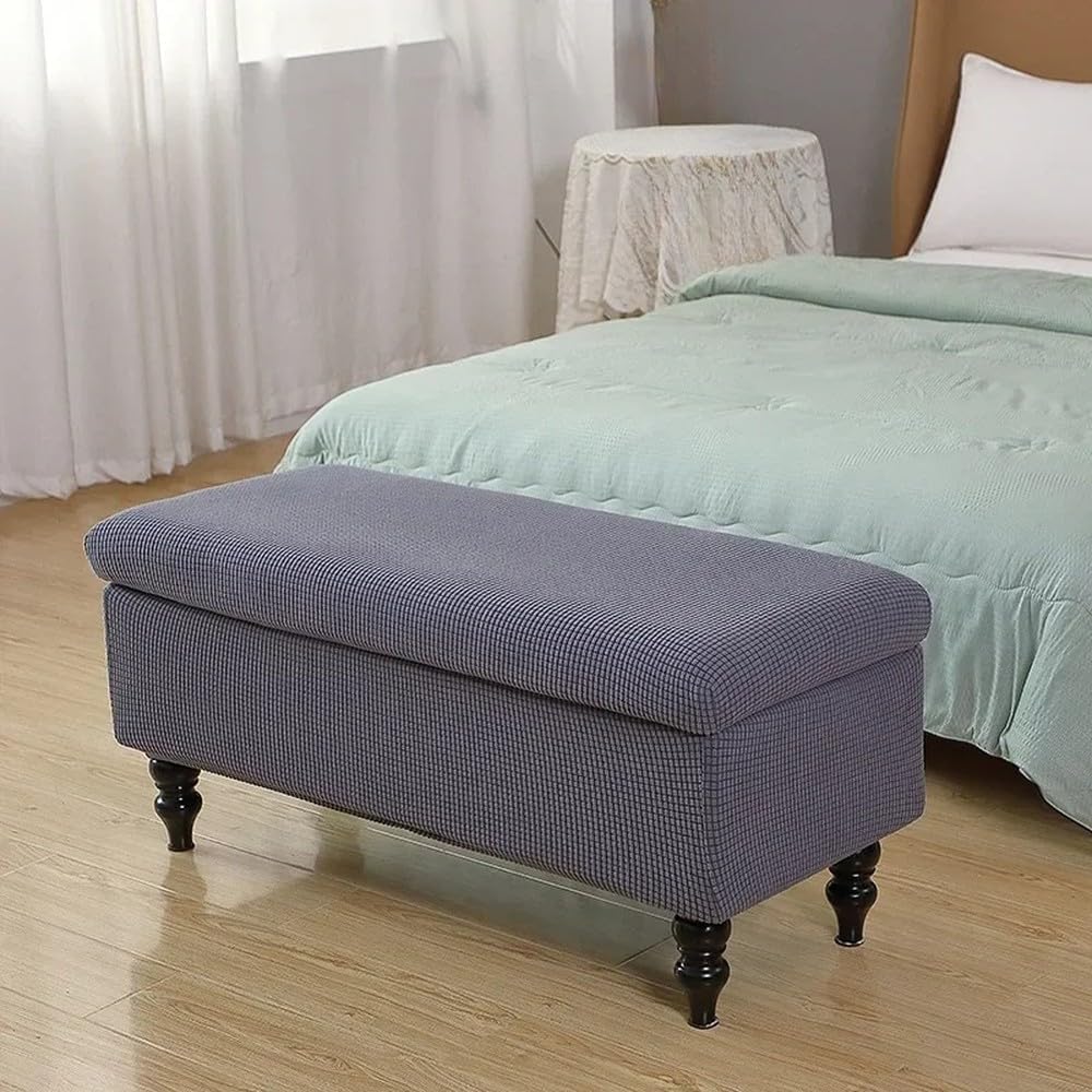Elastic Storage Stool Cover Polar Fleece All-Inclusive Covers Rectangle Bedroom Dust Footstool Slipcovers Bench Case,A1 Cover,M