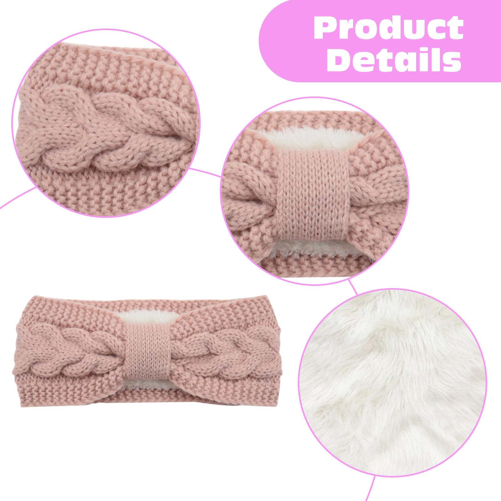 FOSDICK Winter Cable Knit Headbands Women Crochet Ear Warmer Headband - Image 3