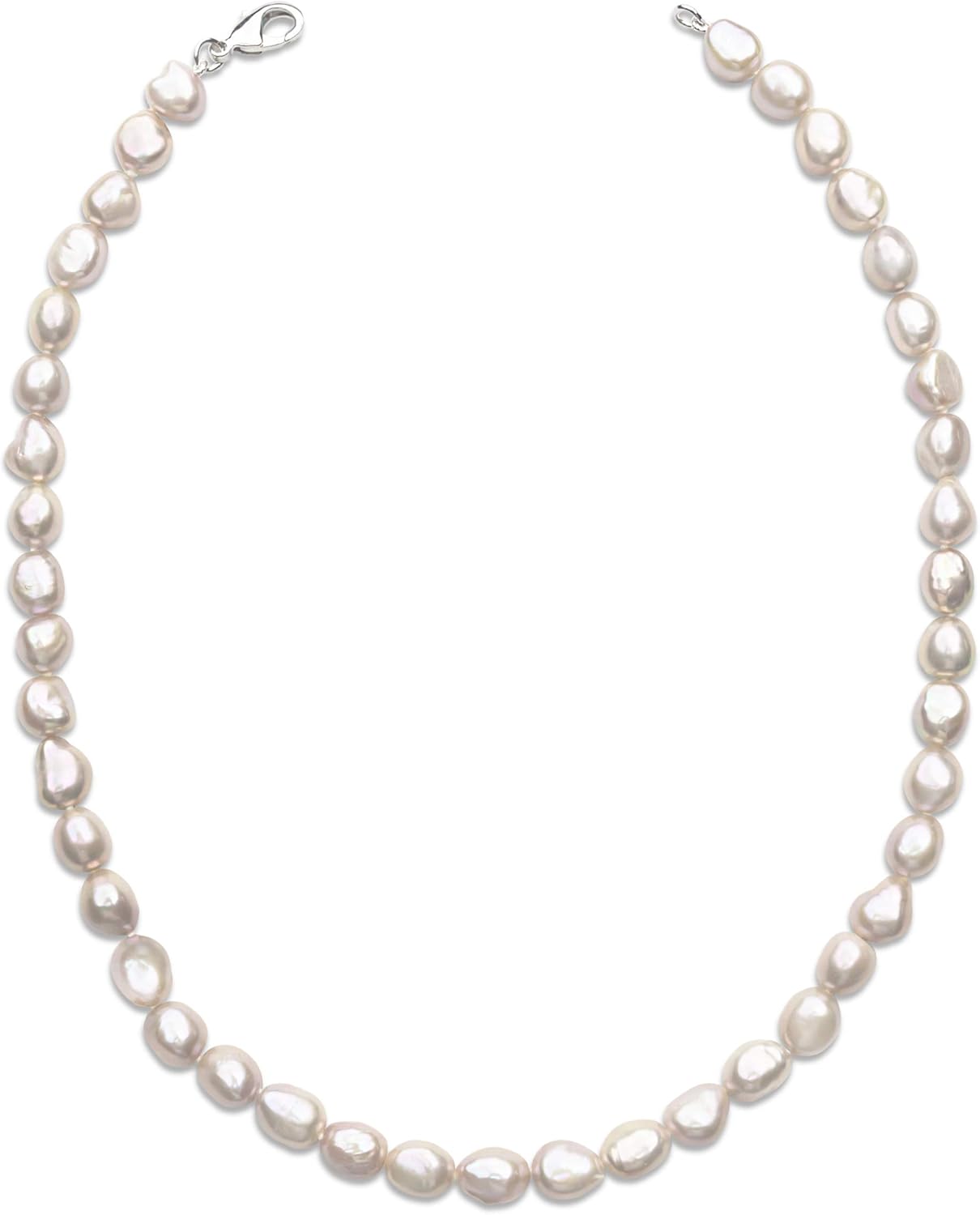 Collar de Perlas de Mujer Cultivadas de Agua Dulce Barrocas de 45 cm de largo Secret & You - Perlas Barrocas de 9 a 10 mm con nudo entre cada perla. Perlas de color Natural Blanco, Lavanda y Meloc