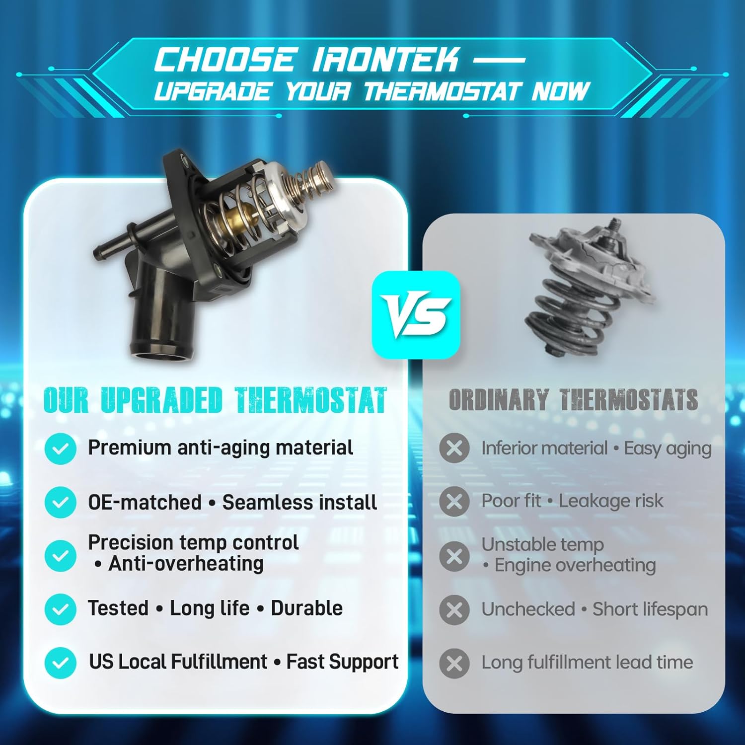 IRONTEK 12674634 Engine Coolant Thermostat Housing Fit for 2015-2018 for Chevrolet Corvette, 2016-2018 for Chevrolet Camaro, 2016-2018 for Cadillac CTS V Model, 902-2114 12658723 12670049 15-11113