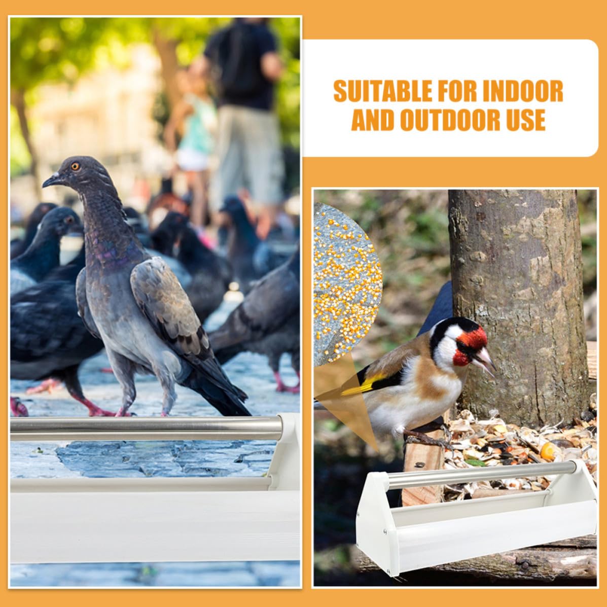 CRAFTHROU Mangeoires pour Pigeons Distributeur Pratique pour Nourriture d'oiseaux Lot de 2 en Acier Inoxydable Léger pour Jardins et Champs
