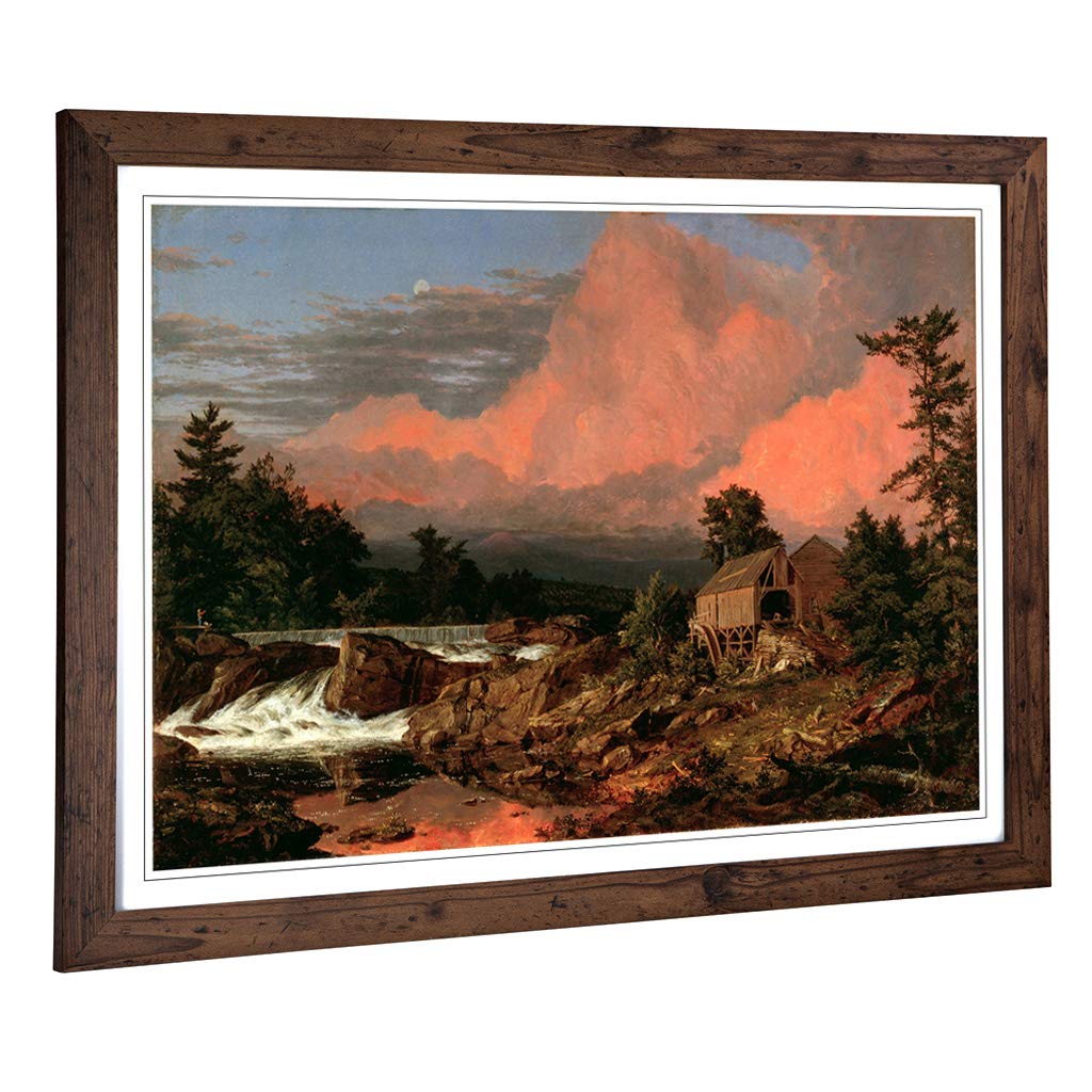 Big Box Art Framed Print of Frederic Edwin Church Rutland Falls Design | Wall Art Picture | Home Decor for Kitchen, Living Room, Bedroom, Hallway, Walnut, A2 / 24.5x18 Inch / 62x45cm