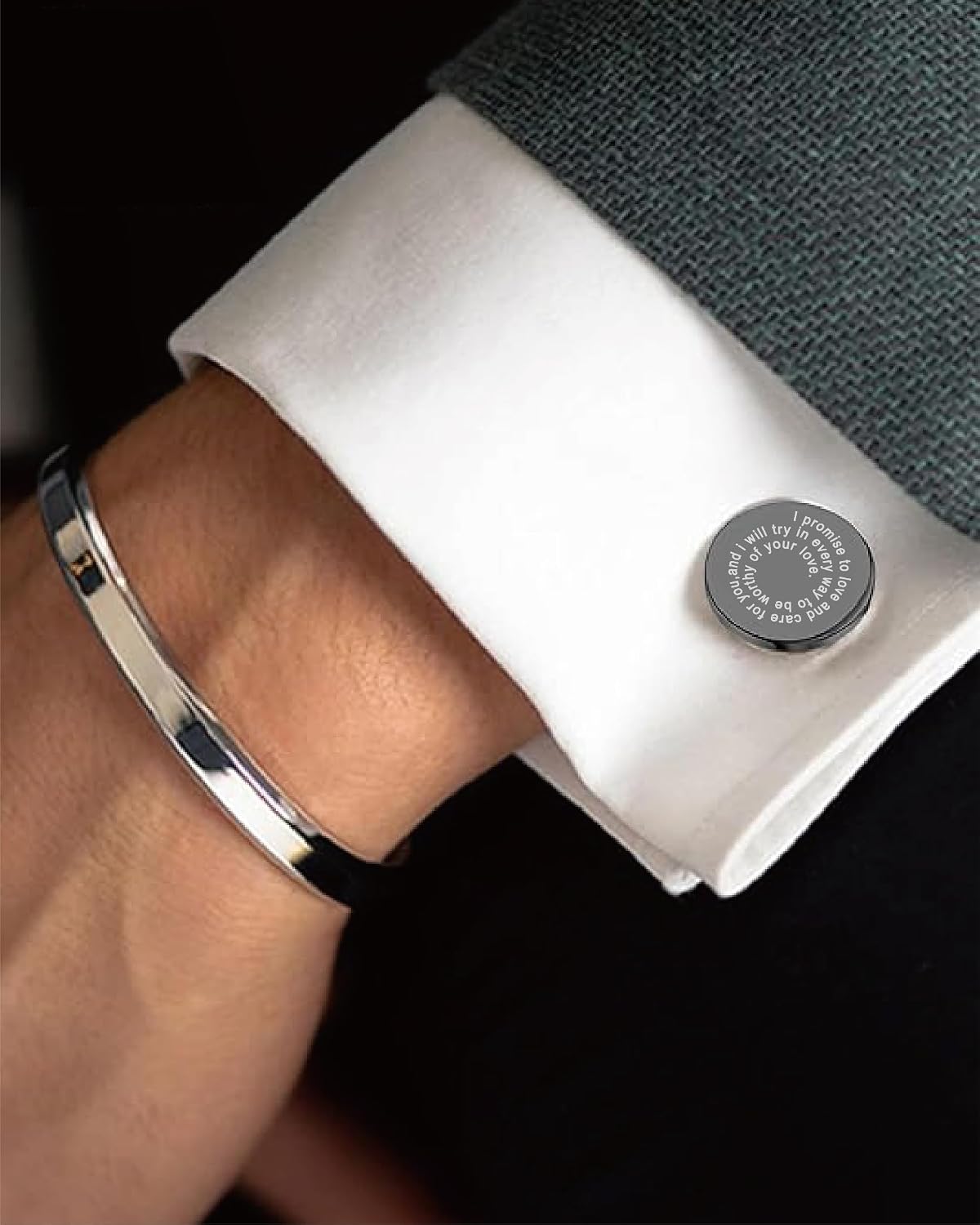 Mens Cufflinks and Tie Clip - Gifts for Husband from Wife - Anniversary, Birthday Gifts for Husband