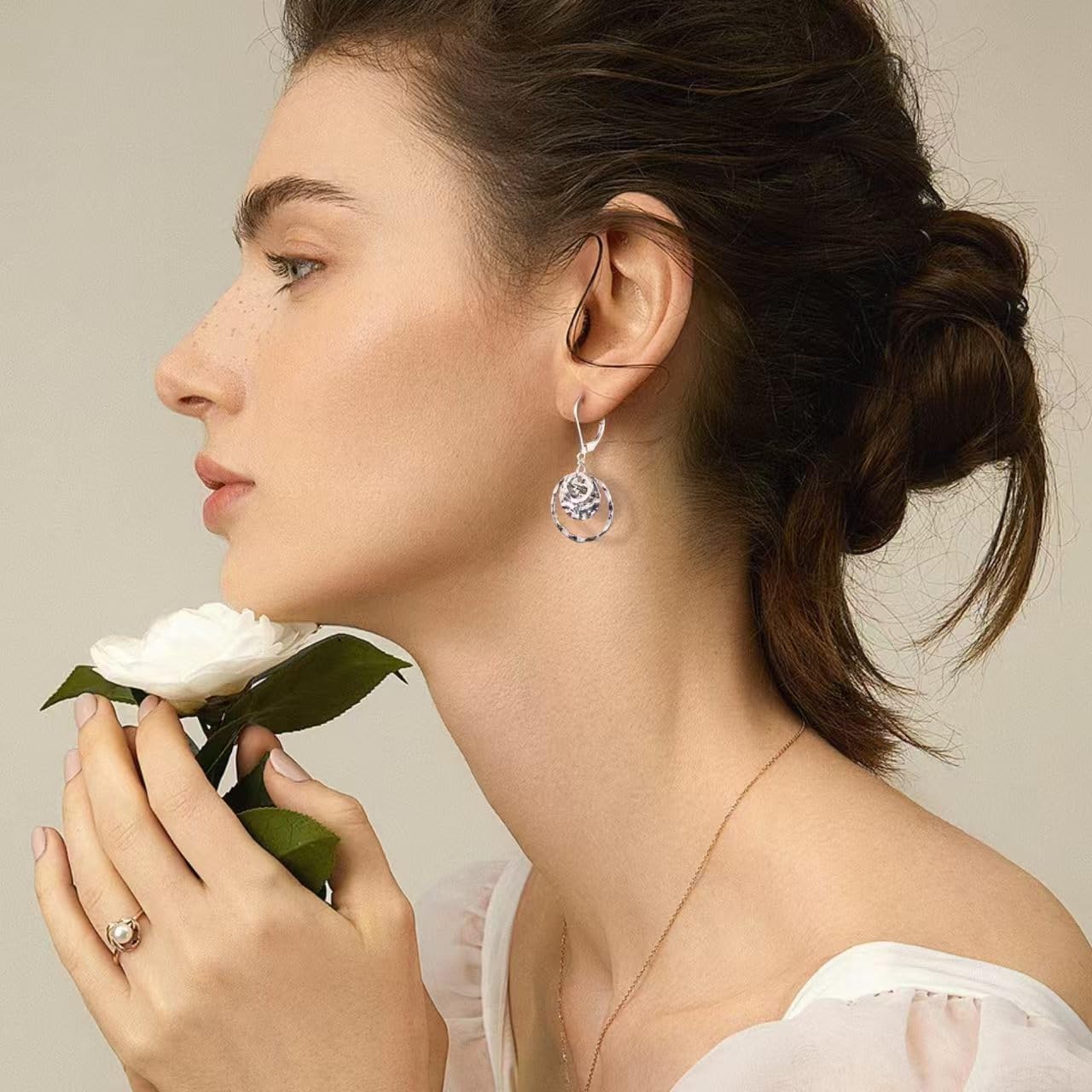 Disc Leverback Earrings for Women Circle Dangle Drop Earrings for Women Hammered Dangle Earrings Jewelry Gifts - Image 3