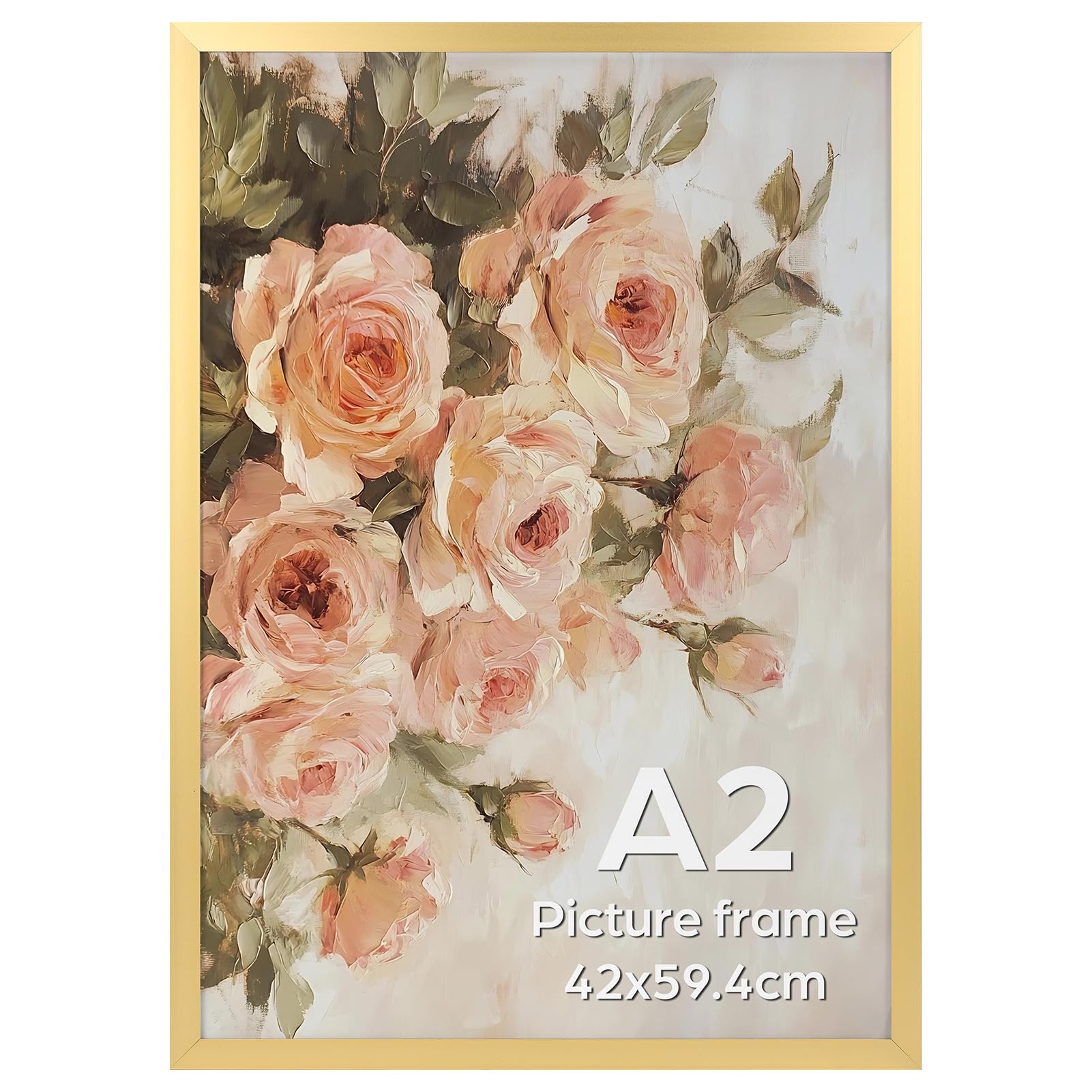 Giftgarden A2 Picture Frame Gold, Aluminum A2 Poster Frame Wall-Mounted Horizontal or Vertical