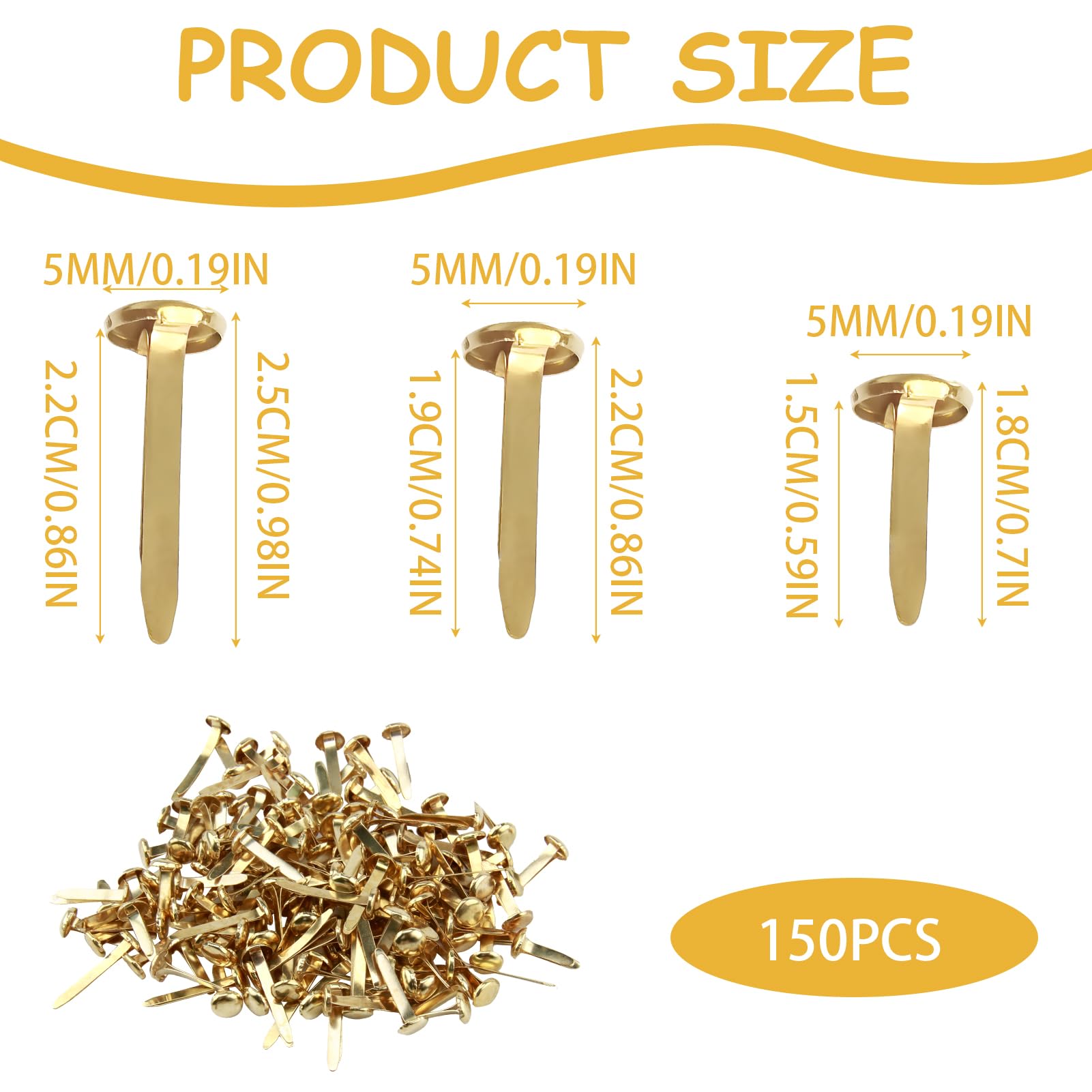 Produktbild von JieGuanG Mini Brads, 200 Stück Musterklammern Metall, 8mm Rundkopfklammern Für Kartenherstellung