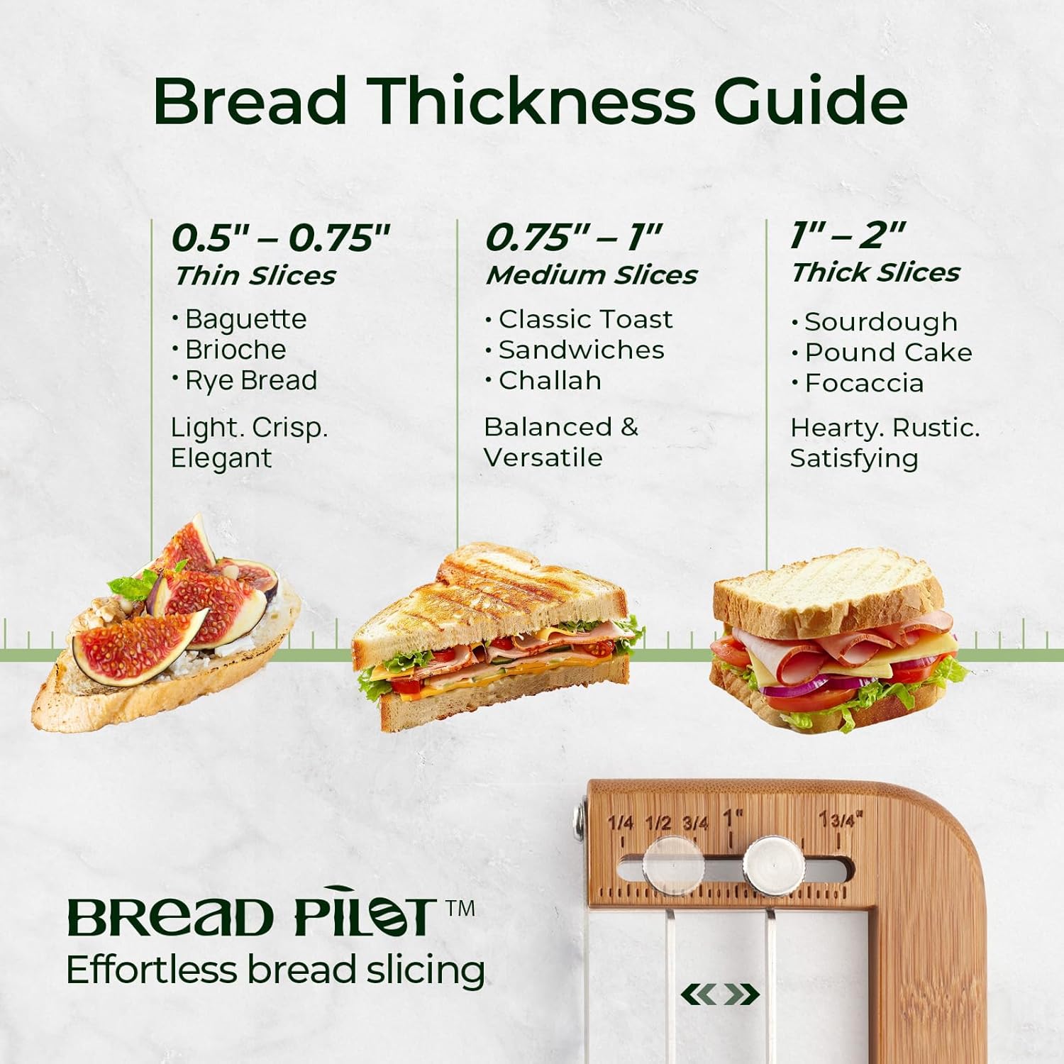 keechee Bread Pilot Adjustable Bread Knife – Upgraded Bread Slicer for Homemade & Sourdough Loaves, Serrated Stainless Blade with Precision Thickness Guide, Gift for Artisan Bakers