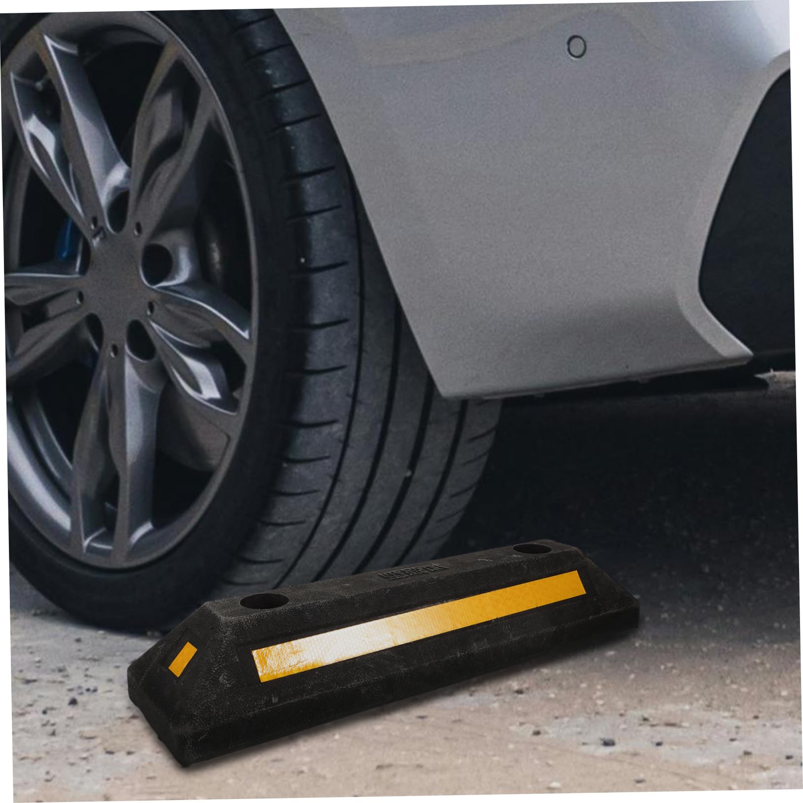 Amosfun Tope de Rueda de Goma Resistente y Fácil de Instalar, Calzo para Ruedas de Motocicleta y Remolques, Estabilizador Adecuado para Autocaravanas y Vehículos Recreativos