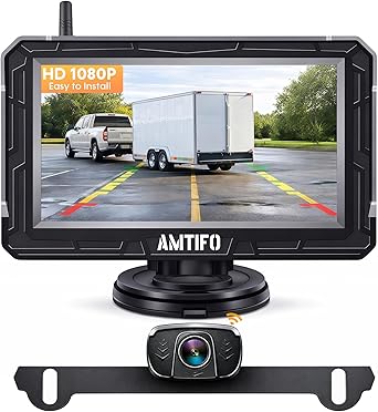 Wireless Backup Camera Truck Hitch Trailer - Easy Install Digital Stable Signal HD 1080P Car Rear View Camera with 4.3 Inch Monitor System - AMTIFO A18