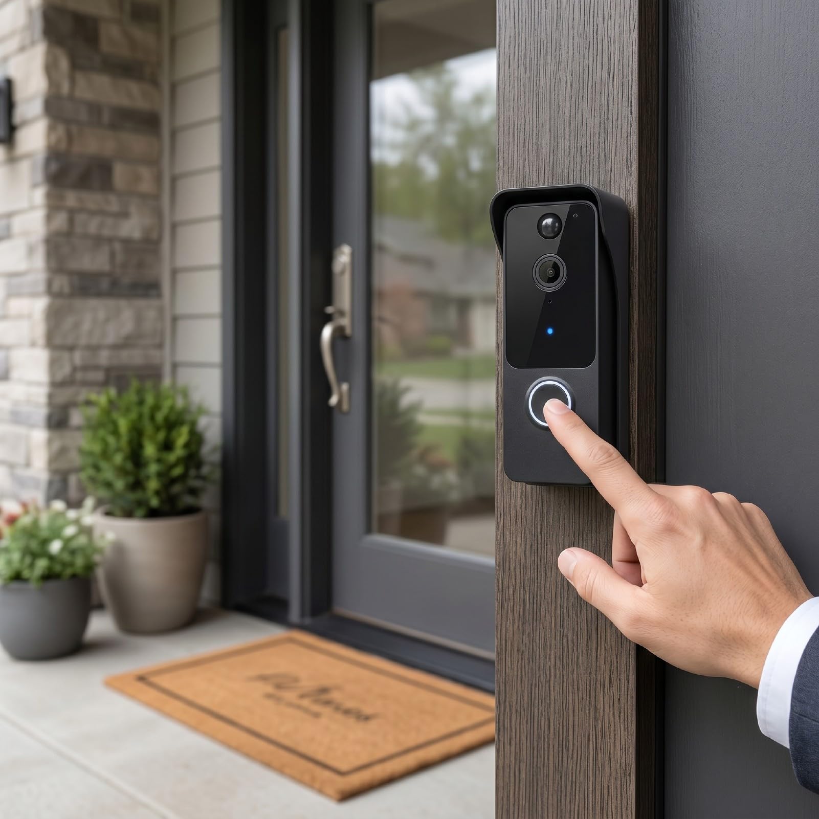 Luocute Timbre con Vídeo Inteligente 1080P, Gran Angular de 160° | Audio Bidireccional con Detección de Movimiento AI, para Seguridad en el Hogar sin Suscripción