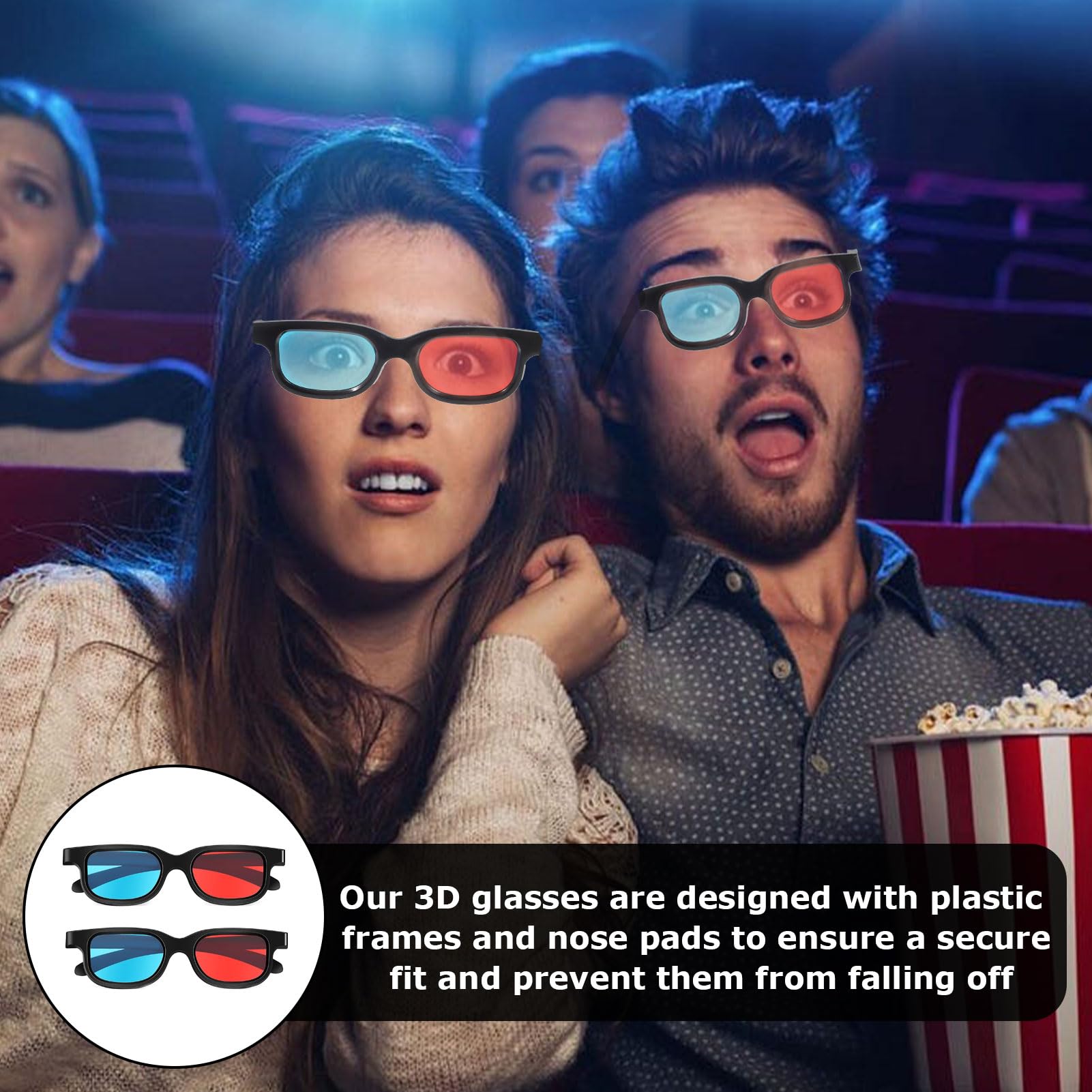 2 occhiali 3D, 3D, occhiali 3D, occhiali 3D, per televisori, occhiali 3D, rossi e blu, occhiali anaglifici 3D, per film, giochi per PC, spettacoli di luci, home theater, feste in vacanza