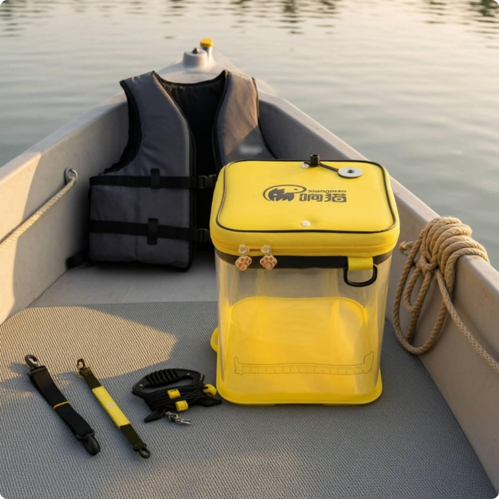 Qianly Secchio Pieghevole con Tracolla Impermeabile Secchio da Pesca con Coperchio Richiudibile Leggero Contenitore D'acqua per Campeggio