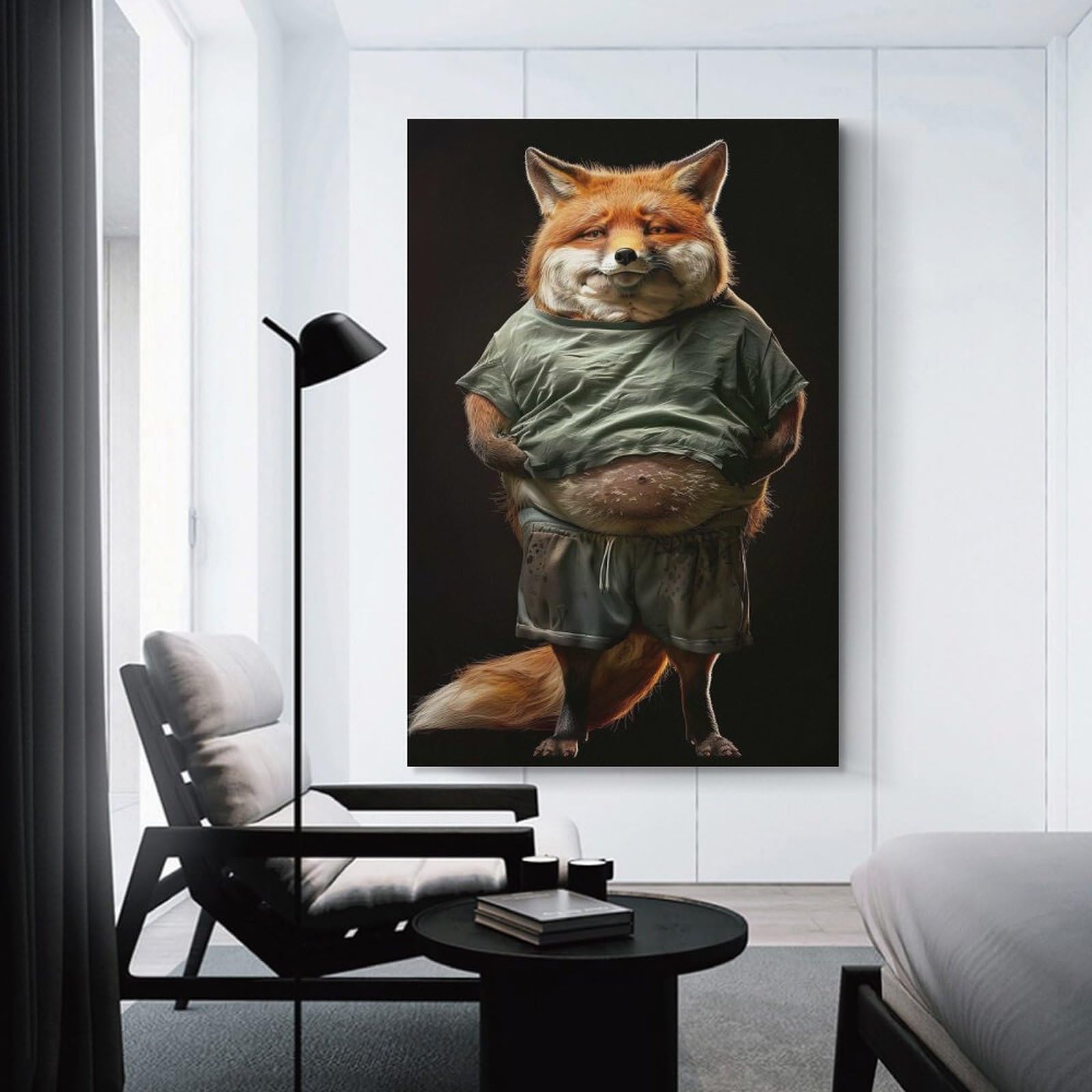 Junmoney Fox Fat Home Decor Wall Art, 20x30inch(50x75cm), for Living Room, Bedroom Or Home Office, Home Decor Gift with Stylish Appeal