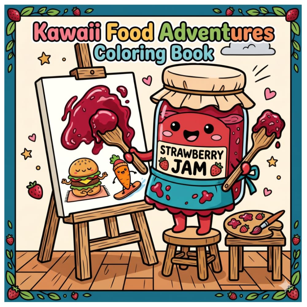 Kawaii Food Adventures Coloring Book: Cute & Whimsical Coloring Pages of Adorable Snacks, Fruits, and Veggies for Kids, Teens, and Adults