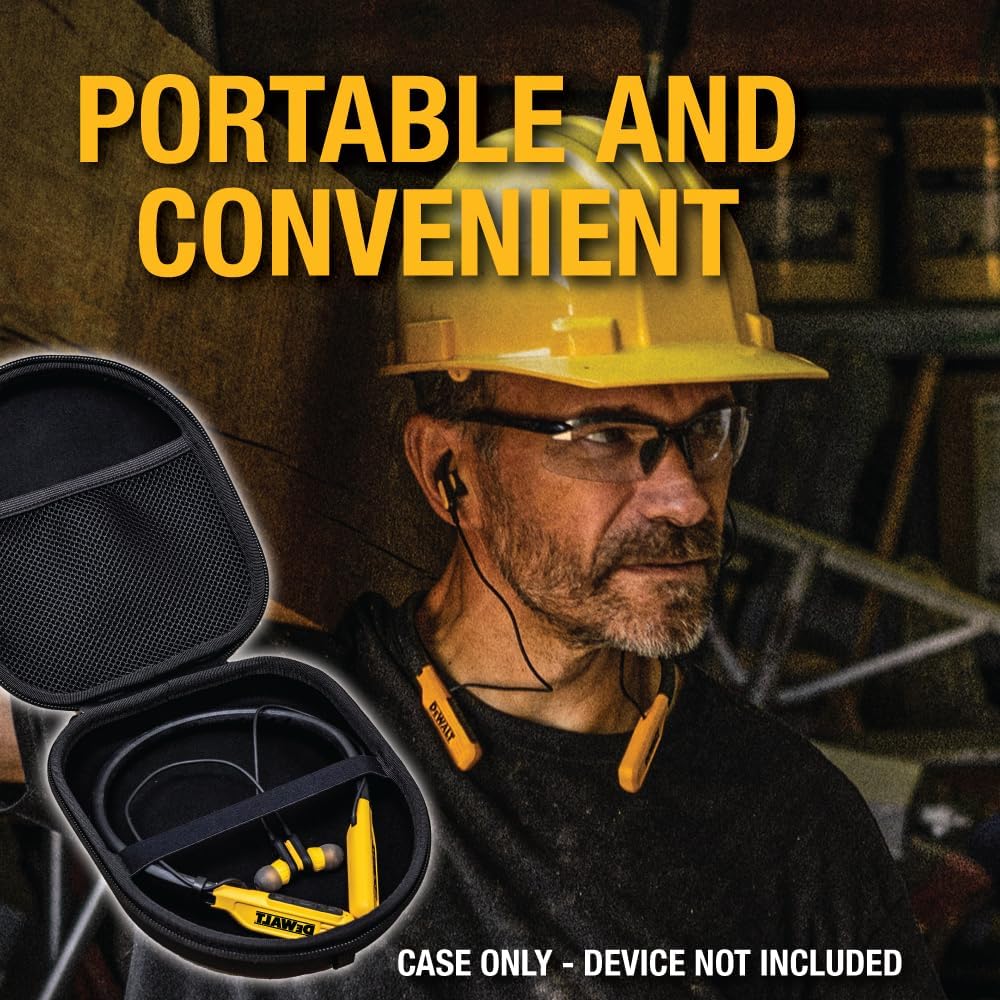 DEWALT Heavy Duty Protective Headphone Case for Neckband Earbuds, Compact Lightweight w/EVA Earphone Hard Shell Case, Headset Travel Carry Shockproof, Water-Resistant, Soft Interior & Accessory Pocket - Image 8