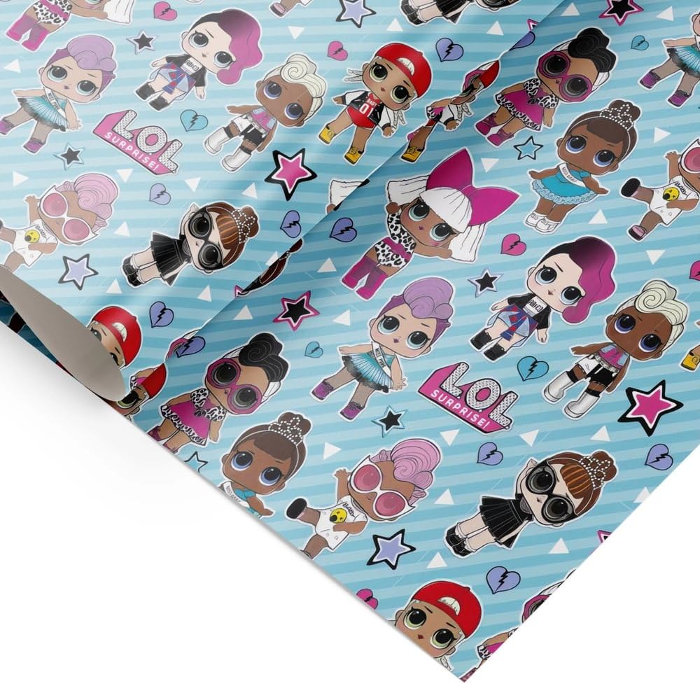 Unique LOL Surprise Gift Wrap - Cartoon Pattern, Sheet, 91.44 cm x 152.4, Birthday, Themed Parties
