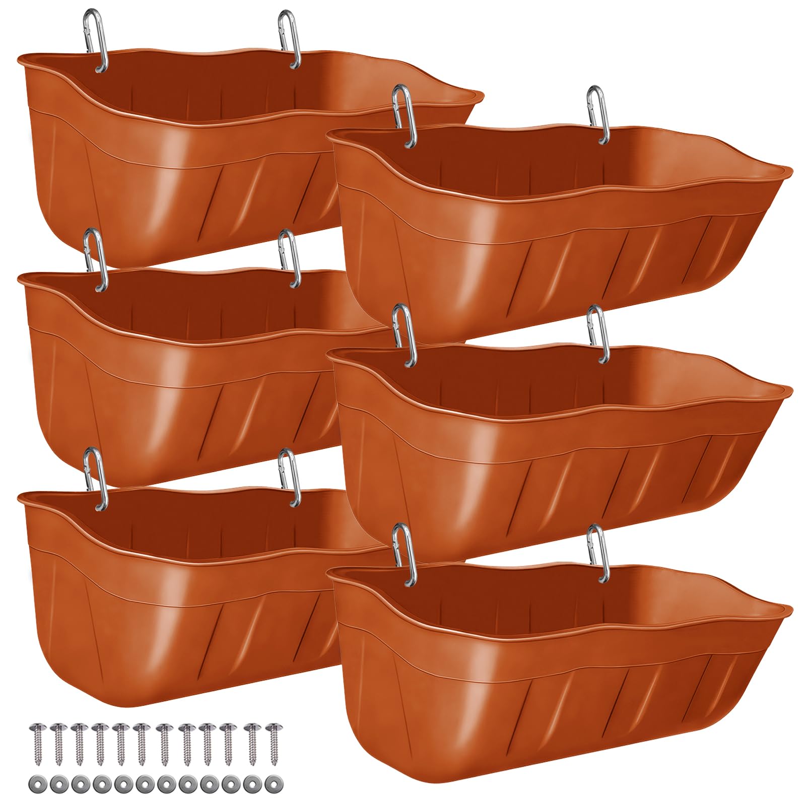 Mangiatoie per capre appese, abbeveratoio per polli, mangiatoia media da 3,5 litri, confezione da 6 pezzi, fioriera da appendere per pollame e bestiame, terracotta