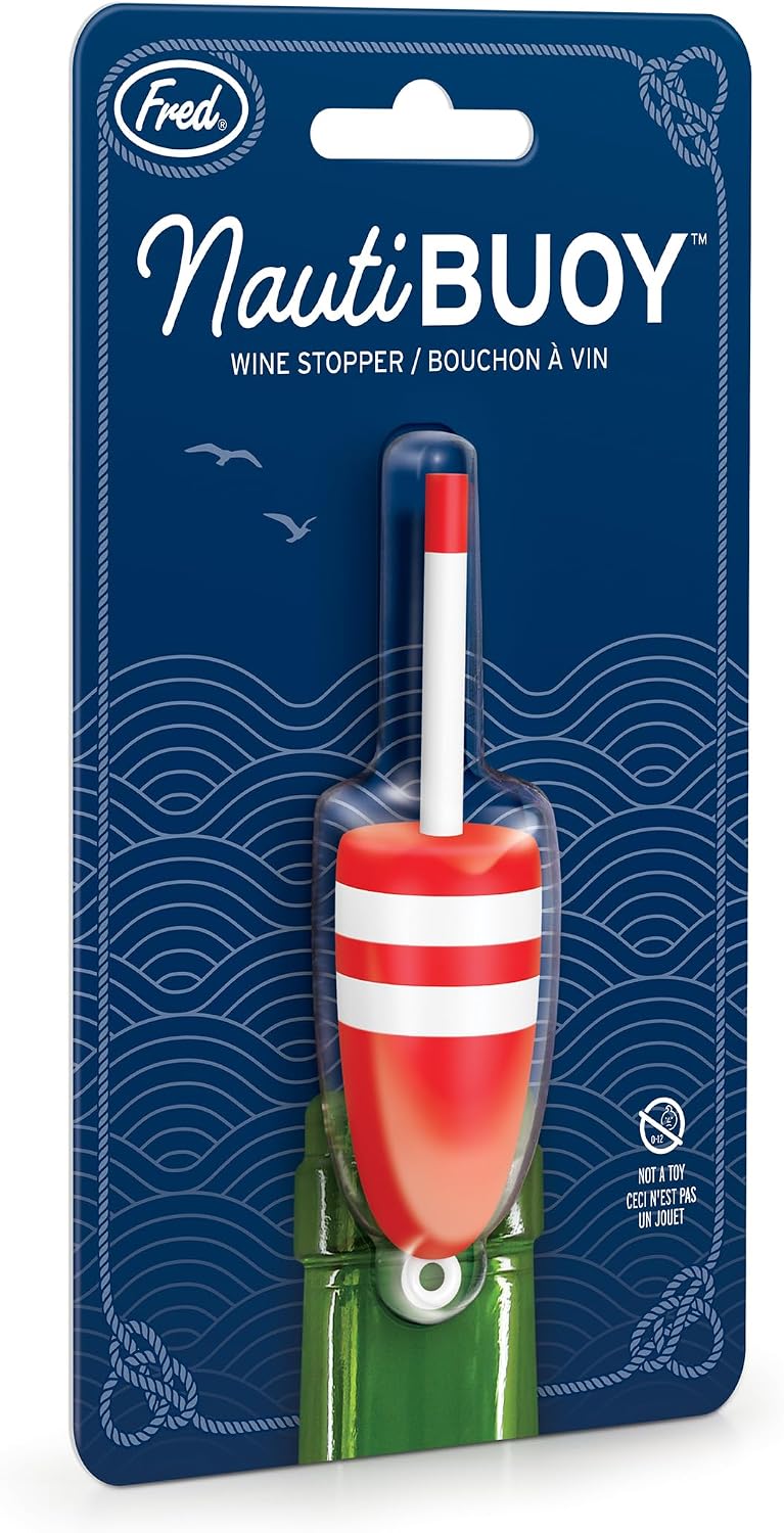 Genuine Fred NAUTI BUOY Lobster Buoy Bottle Stopper - Reusable Silicone Sealer, Wine Preserver Accessory - Nautical Beach-Inspired Design