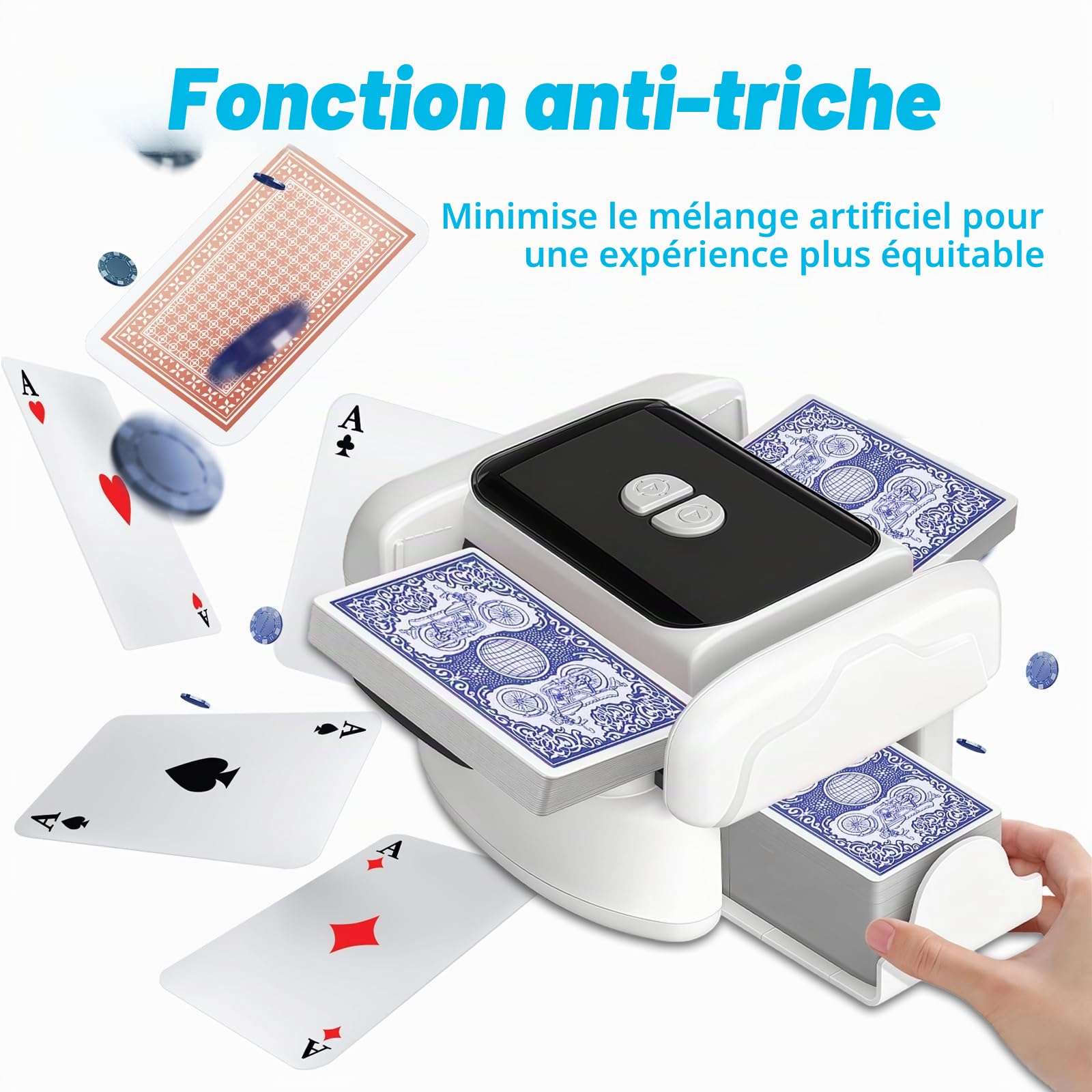 MéLangeur Cartes 2-en-1 Automatique/Manuel, Rechargeable USB | MéLangeur Intelligent Portable Adapté Parties De Poker, Blackjack Et Texas Hold'Em En Famille Et SoiréEs
