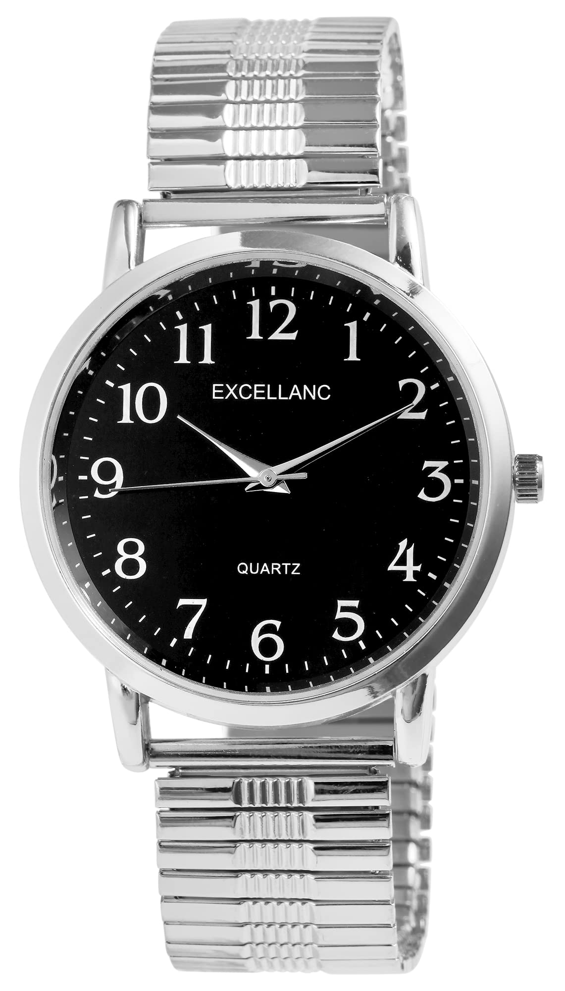 Excellanc Orologio Uomo In Acciaio Inox, Quarzo Analogico, Quadrante Con Numeri Arabi, Cassa 40mm, Cinturino Regolabile, Colore Oro Bianco, Modello 2700028 - 2
