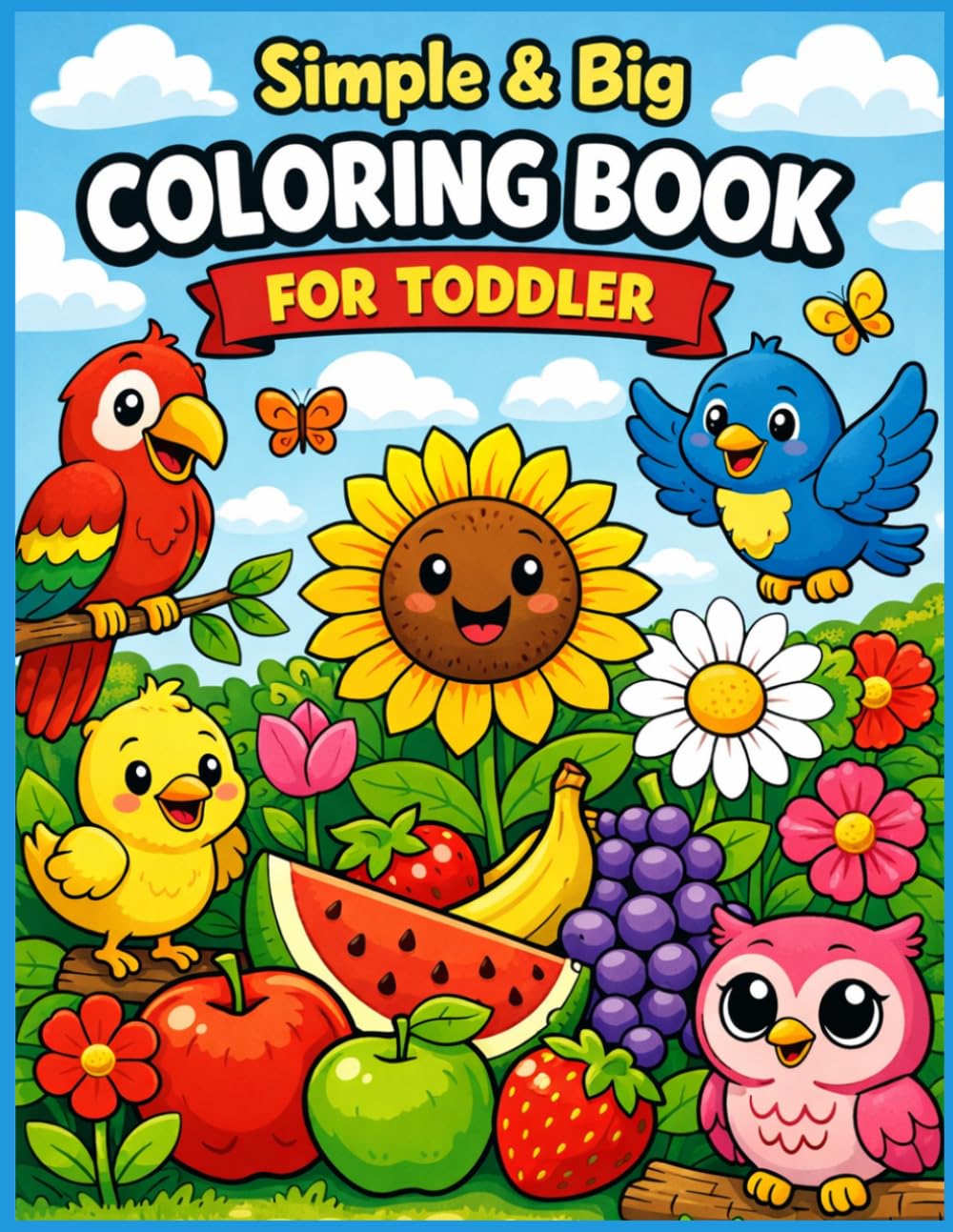 Simple & Big Toddler Coloring Book: Easy and Fun Coloring Pages for Kids Ages 3-8 | First Preschool Coloring Activity Book: Simple & Big Coloring Book for Toddler