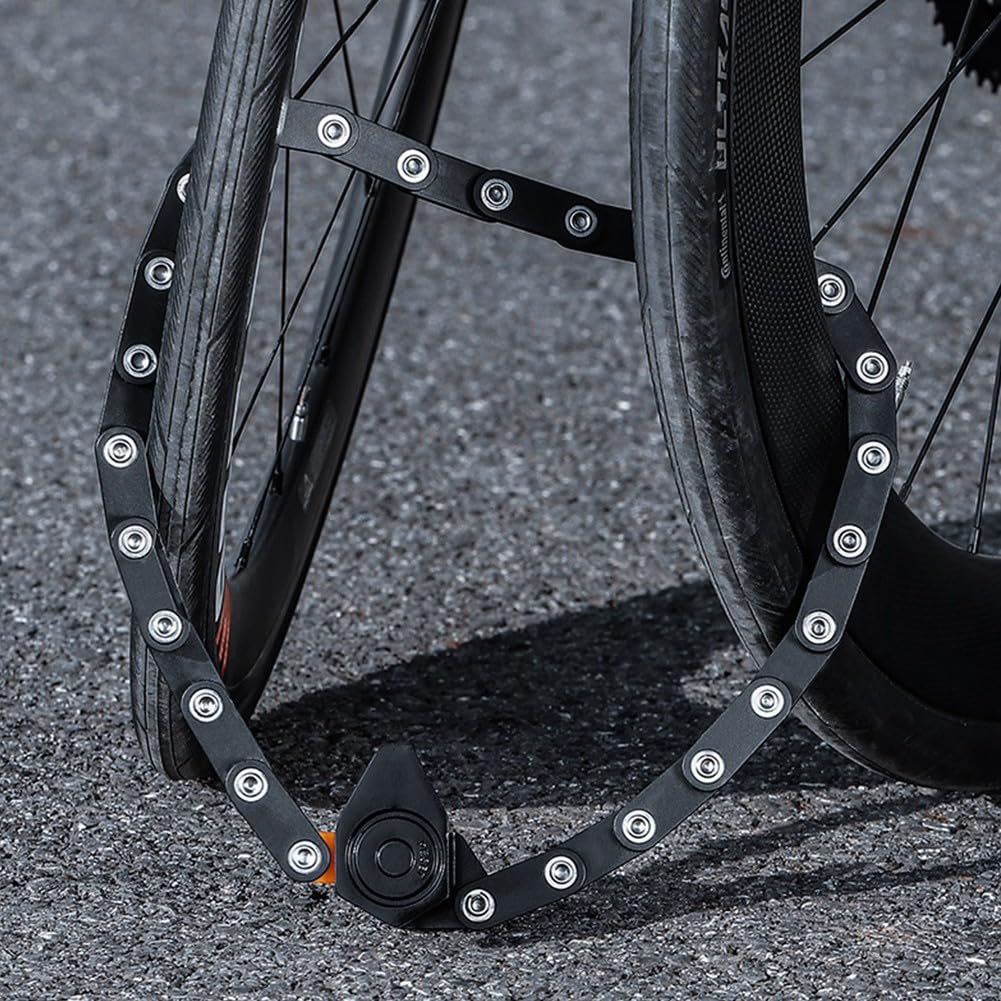 Lucchetto pieghevole per bicicletta, in lega di acciaio da 5 mm, con guscio in ABS, combinazione di sicurezza senza chiave, per mountain bike e bici da strada, nero