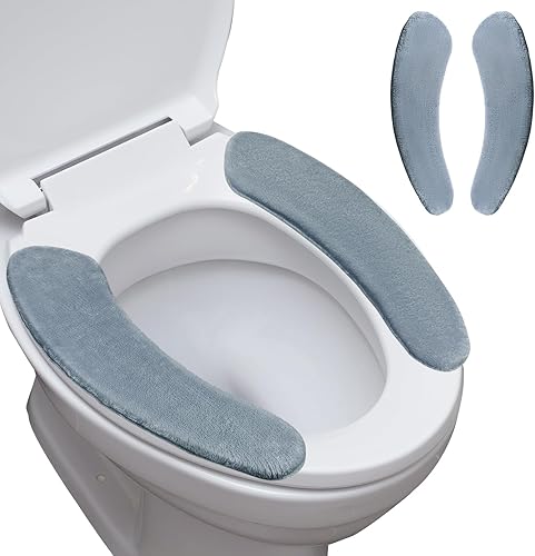 timecity Funda de asiento de inodoro más cálida de franela suave y gruesa, acolchada y antideslizante, con espuma viscoelástica, adherencia