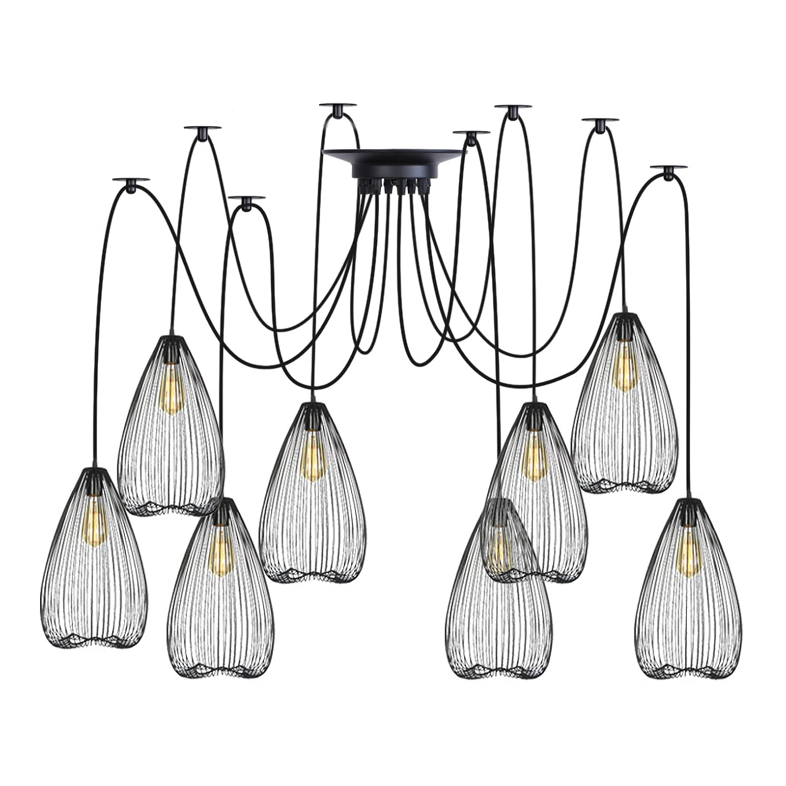 Lustre en métal de style vintage industriel : solution d'éclairage pour grand salon